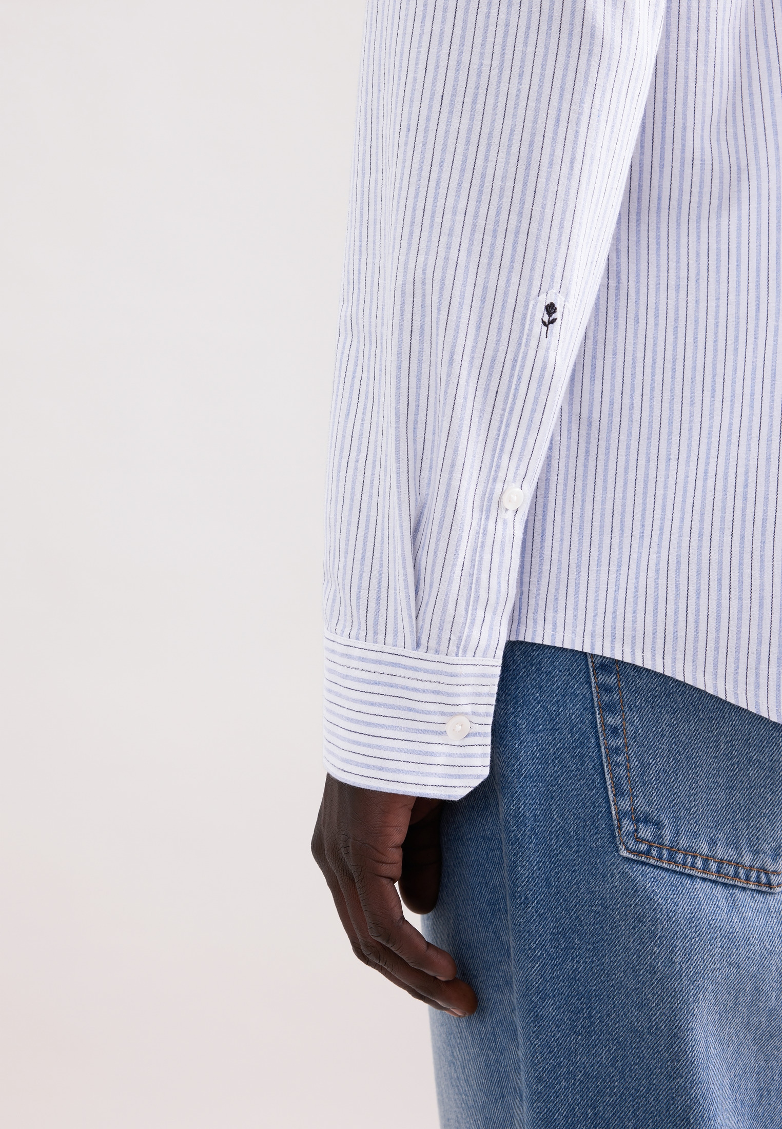 seidensticker Leinenhemd Slim 1/1 Kentkragen Gestreift