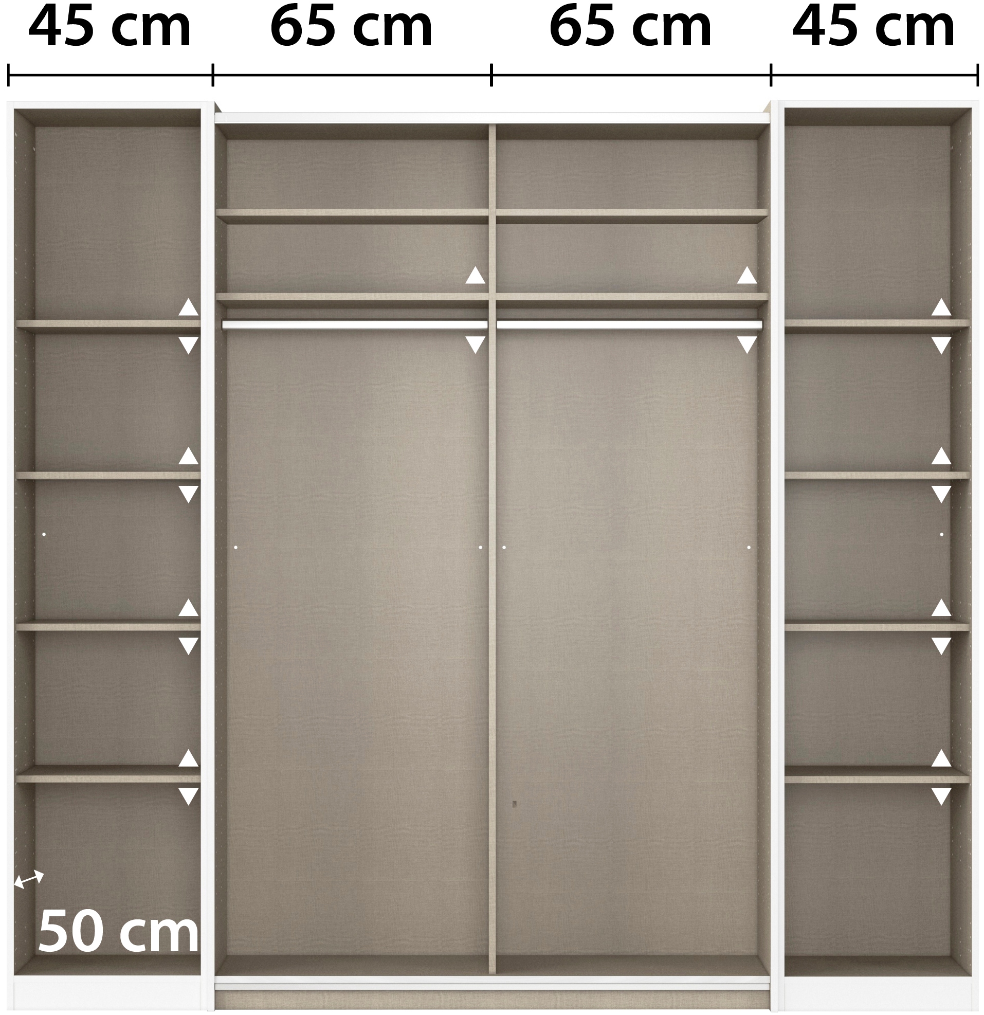 rauch Schwebetürenschrank »Kleiderschrank Drehtürenschrank Schrank Garderobe KRONACH« in 3 Ausstattungen BASIC/CLASSIC/PREMIUM, Breiten 225/268/311/354 cm,  Kombischrank optional mit 1 oder 2 Spiegel viele Böden MADE IN GERMANY