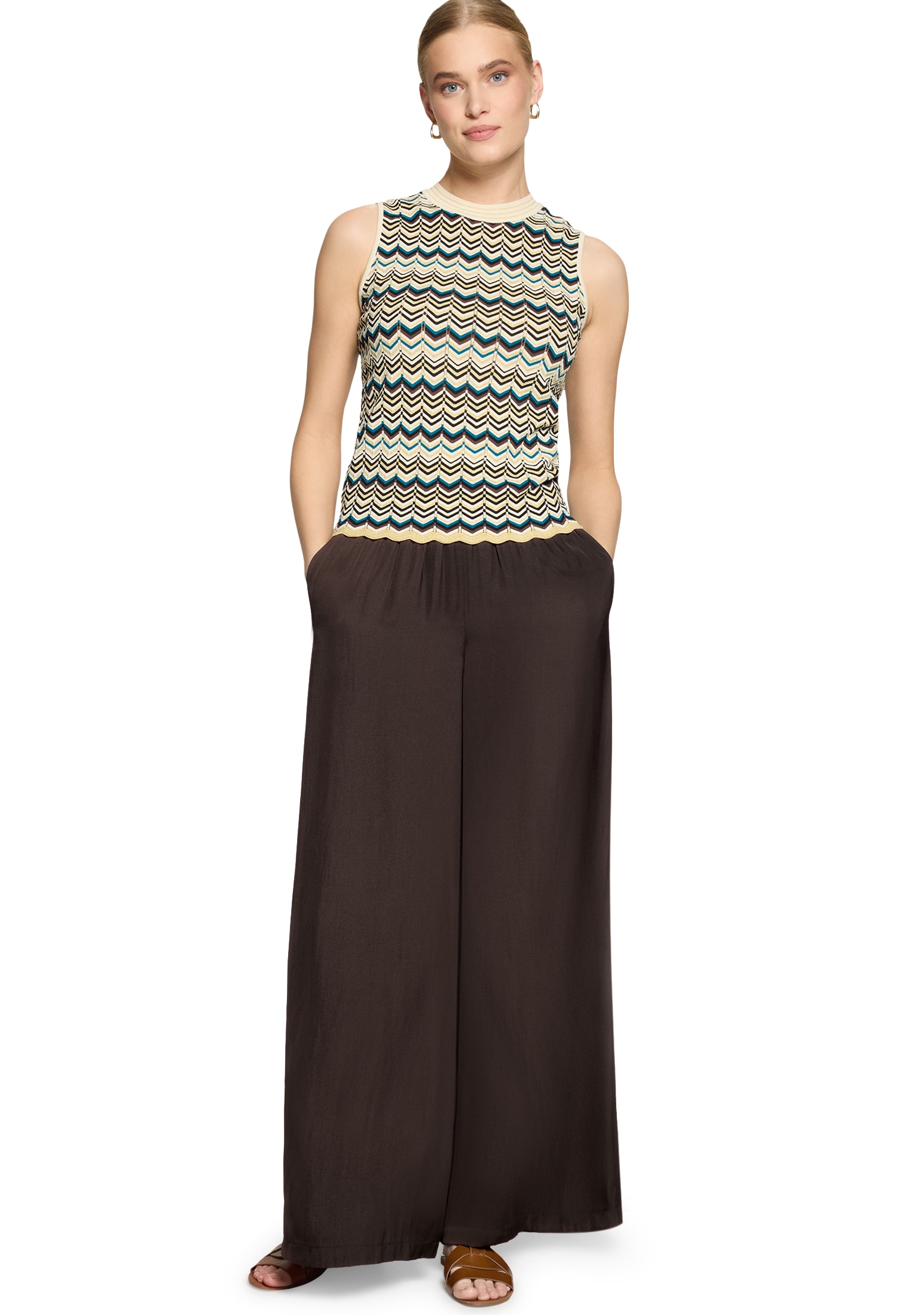 Zero Kurzarmpullover »Strick-Top mit Muster«