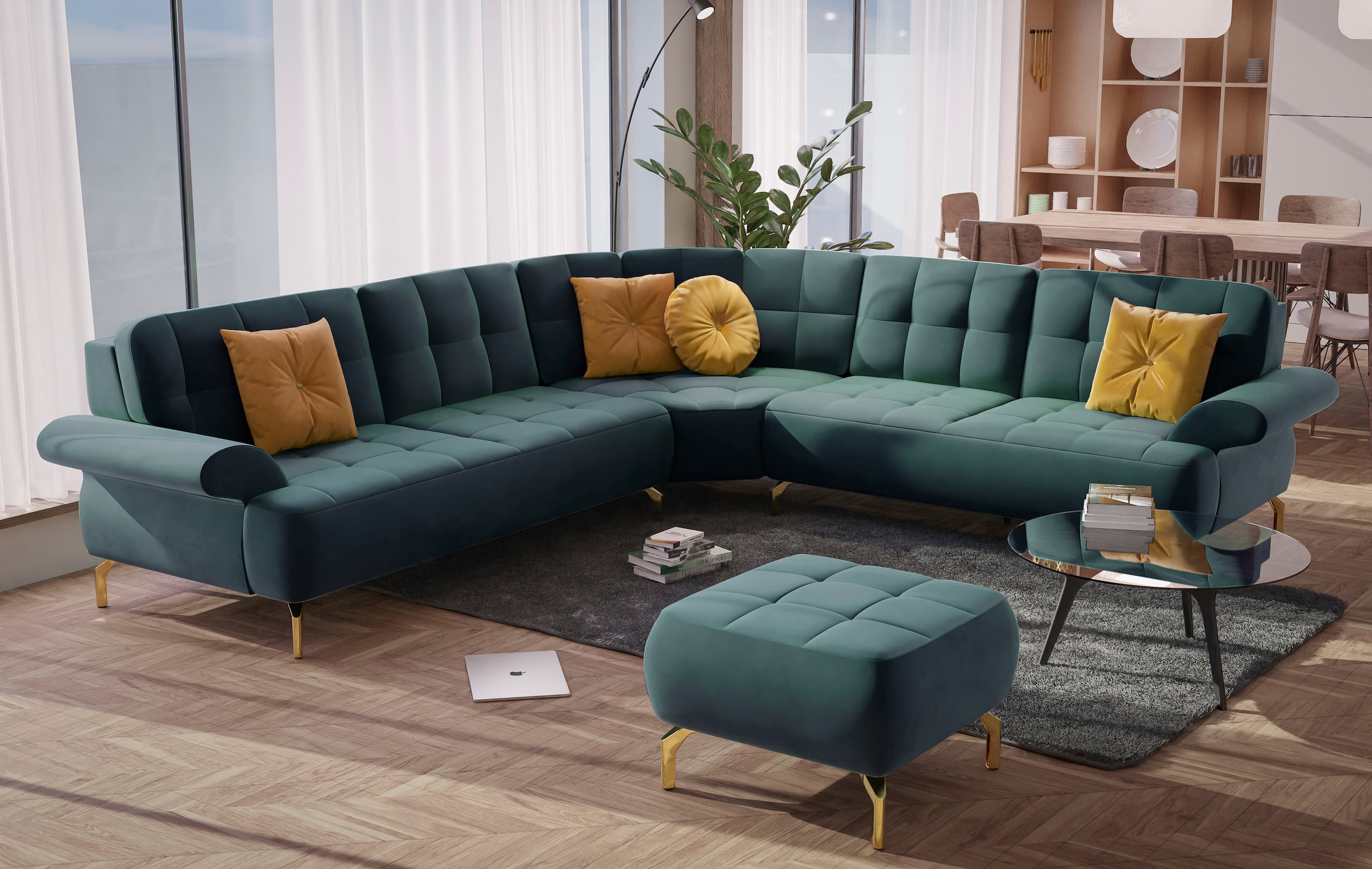 sit&more Polsterhocker »Orient 1«, goldfarbene Metallfüße