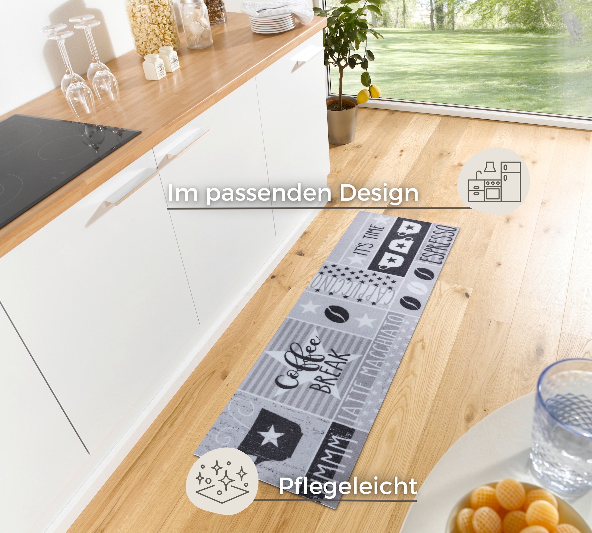 HANSE Home Küchenläufer »Its Time For Espresso«, rechteckig, 3 mm Höhe, Läufer, Rutschfest, Küchenteppich, Küche, Teppich, Pflegeleicht