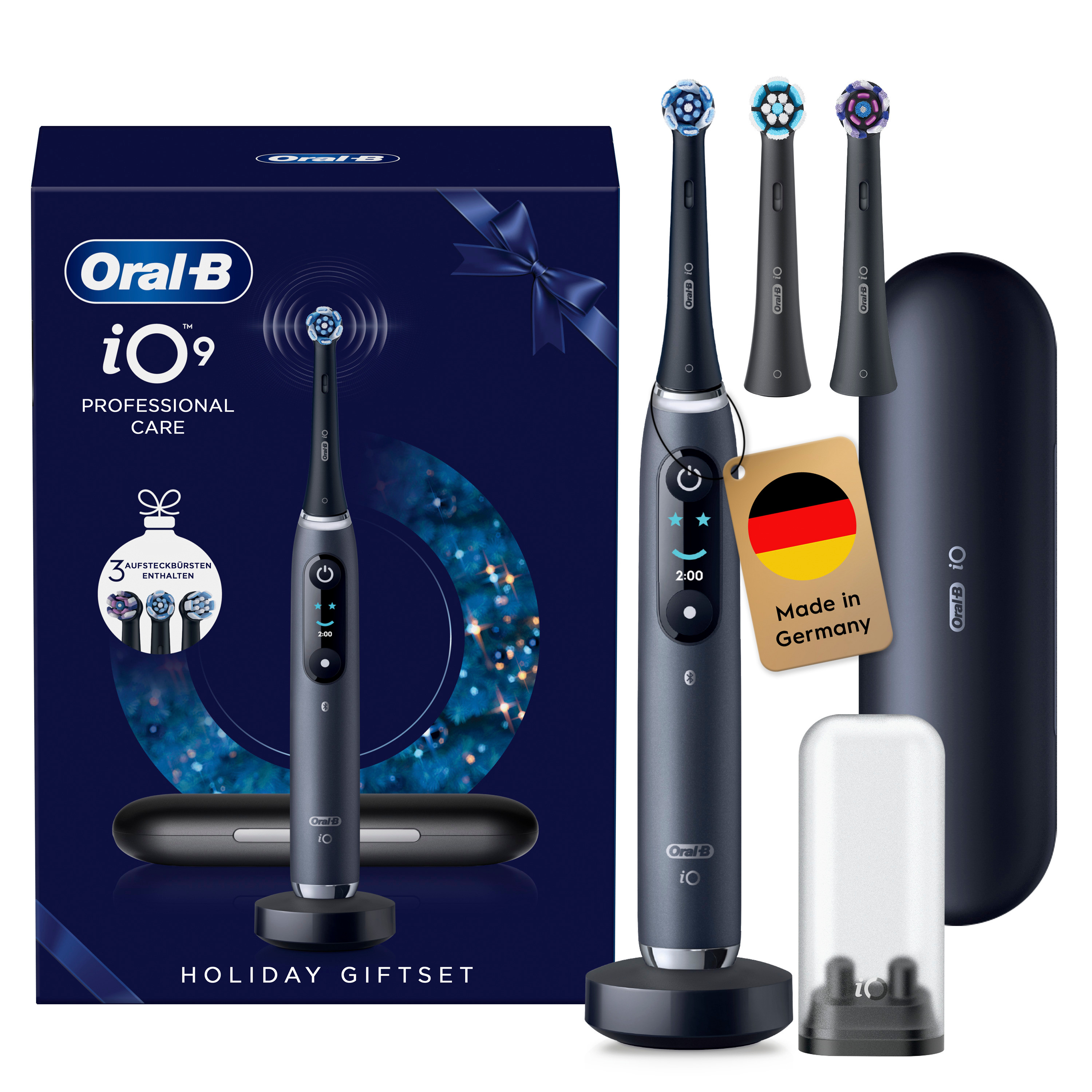 Oral-B Elektrische Zahnbürste »iO Series 9« 3 Stk. Aufsteckbürsten Geschenkedition, 7 Putzmodi, Lade-Reise-Etui