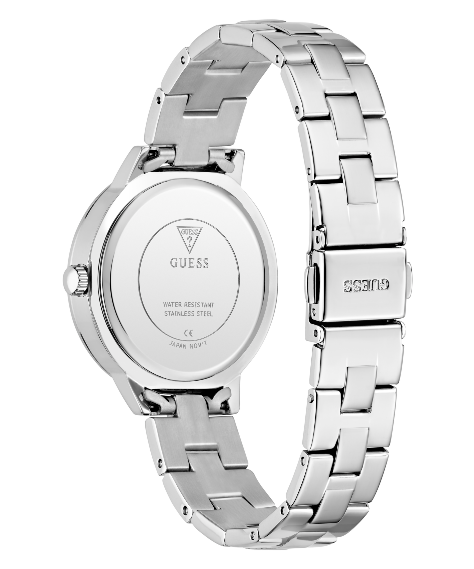 Guess Quarzuhr »G LACE« Armbanduhr, Damenuhr, Edelstahlarmband, Kristallsteine