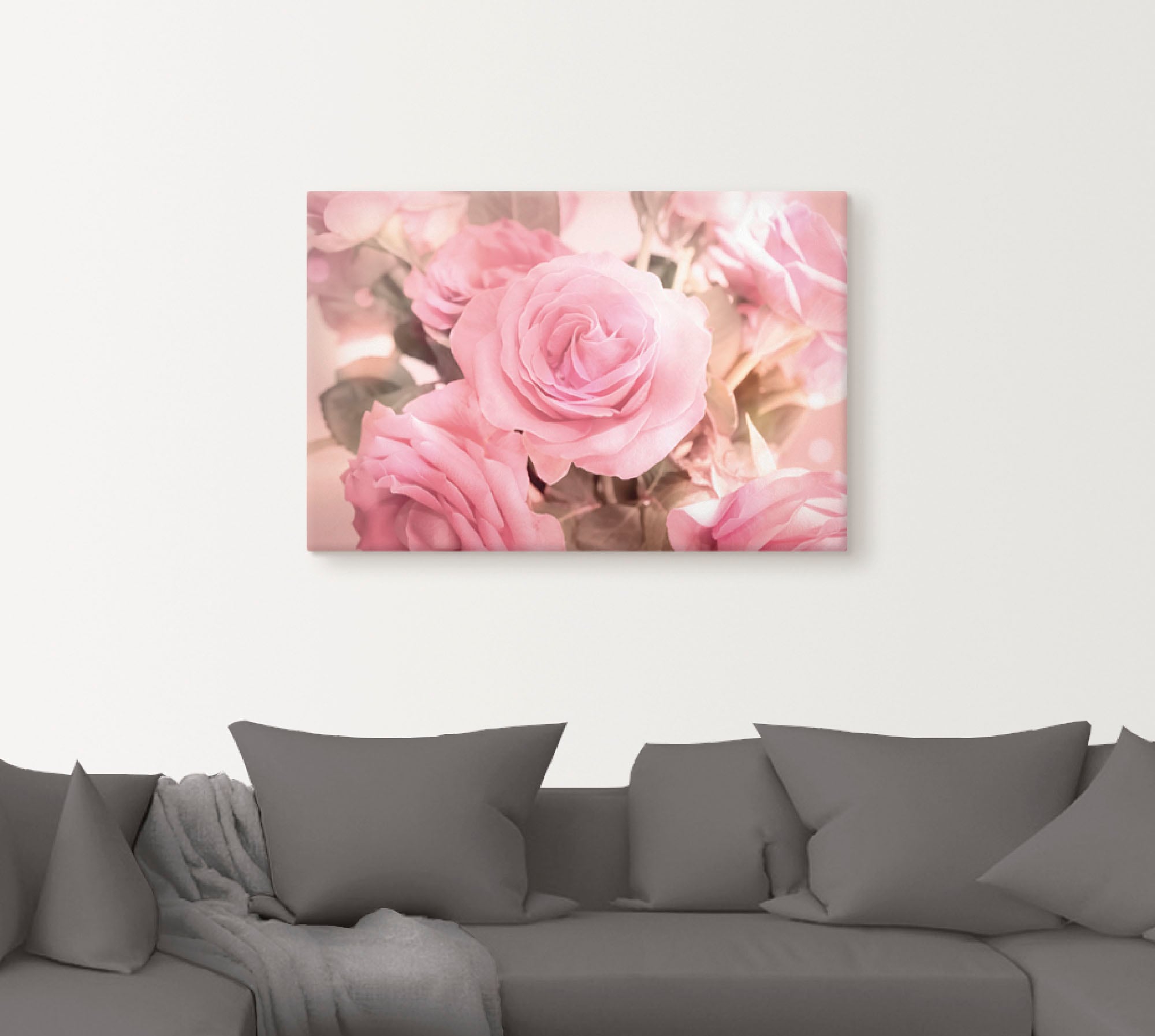 Artland Leinwandbild »Rosarosenbouquet« Blumen 1 Stk. tlg. auf Holzrahmen gespannt