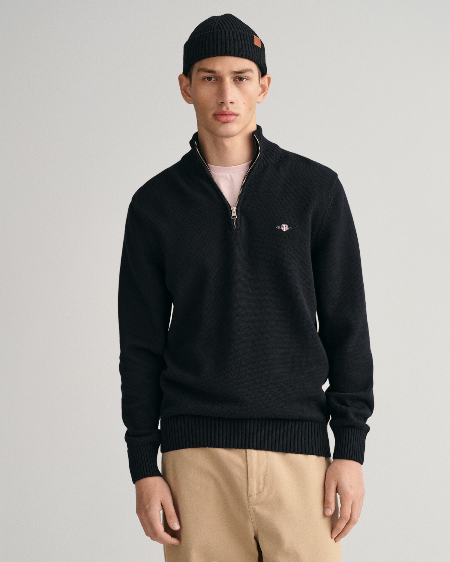 Gant Troyer »CASUAL COTTON HALF ZIP« mit grafischer Logostickerei auf der Brust