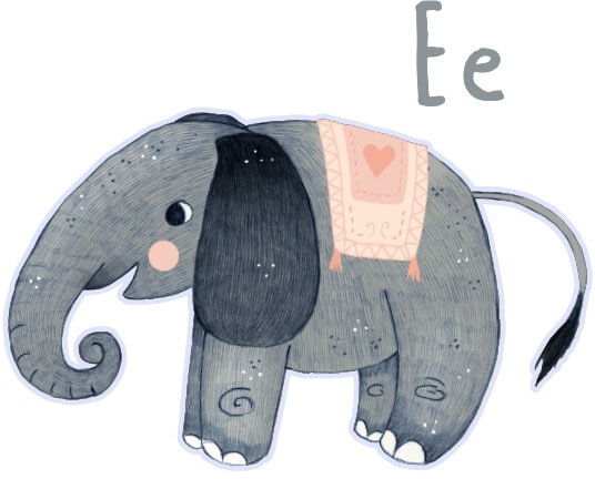 Wall-Art Wandtattoo »Grauer Elefant Buchstabe E«
