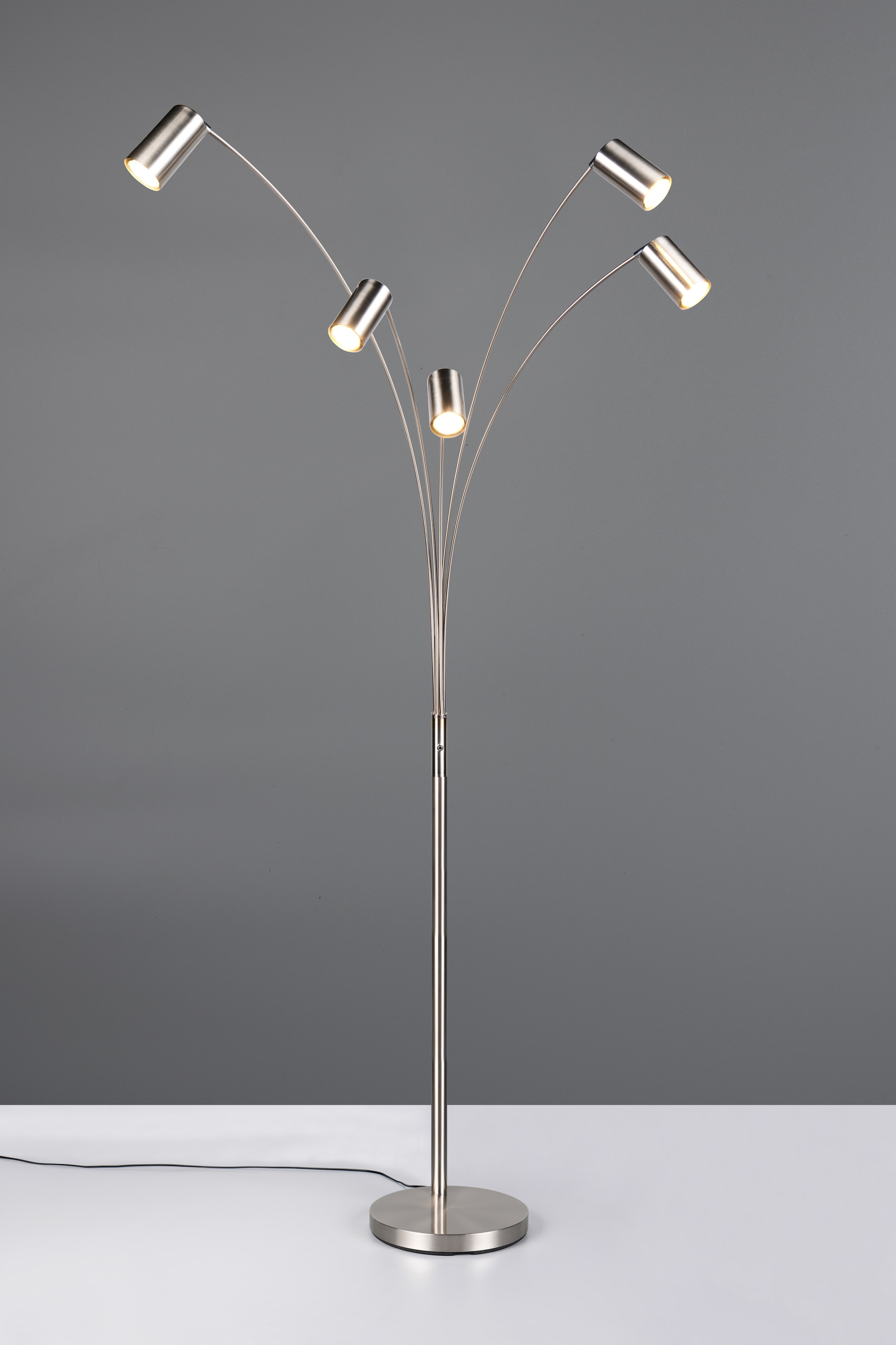 TRIO Leuchten Stehlampe »MARLEY, 5-flammige Bogenleuchte, exkl 5x GU10 max 10W, Kippschalter« GU10 1 Stk. warmweiß - kaltweiß Höhe 200 cm, Leuchtenarme flexibel verstellbar Leseleuchte Stehleuchte