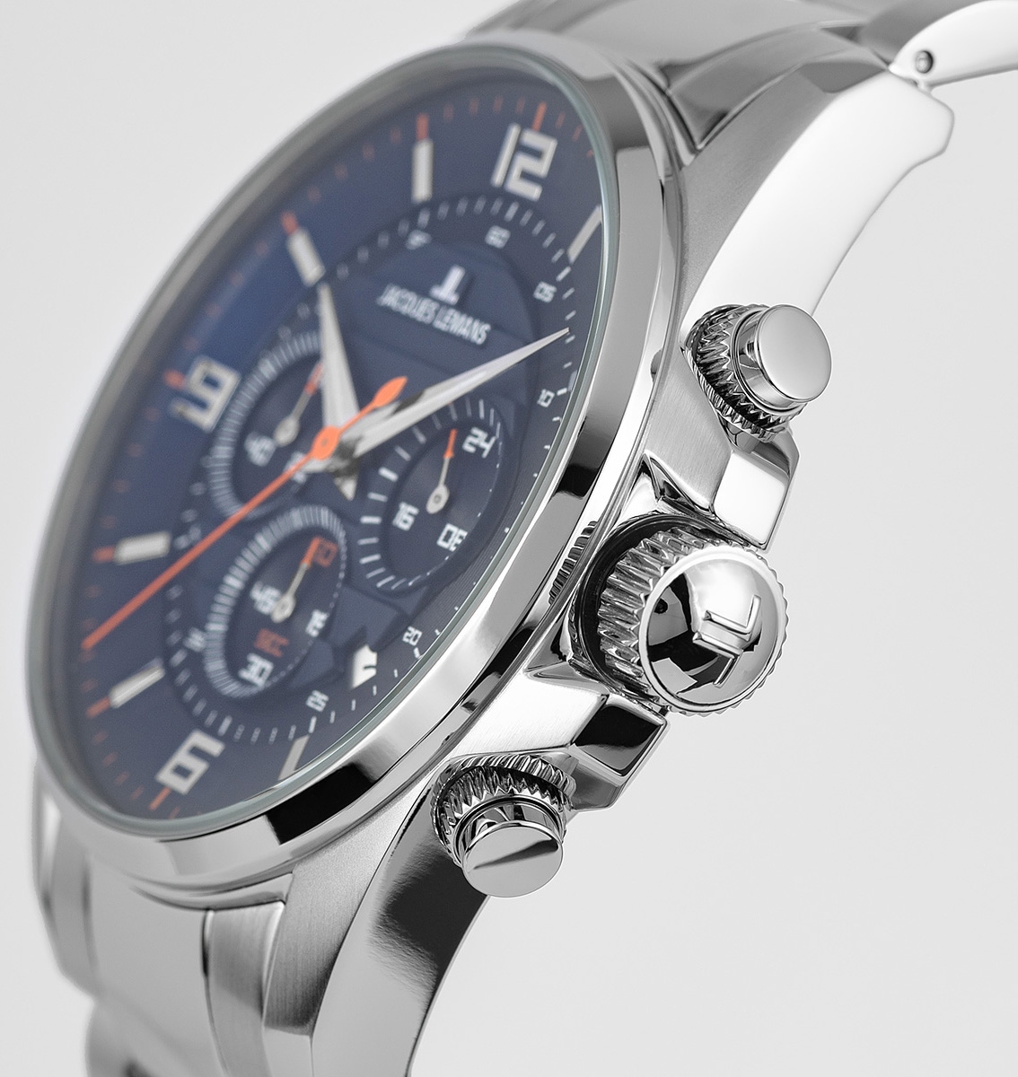 Jacques Lemans Chronograph »Liverpool, 1-2118F«, Quarzuhr, Armbanduhr, Herrenuhr, bis 10 bar wasserd., Silikonarmband