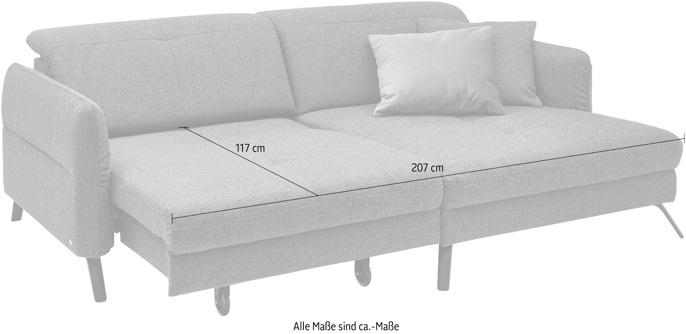 set one by Musterring Ecksofa »SO 4400 V« wahlweise mit motorischer Bettfunktion & Kopfverstellung, Fuß schwarz