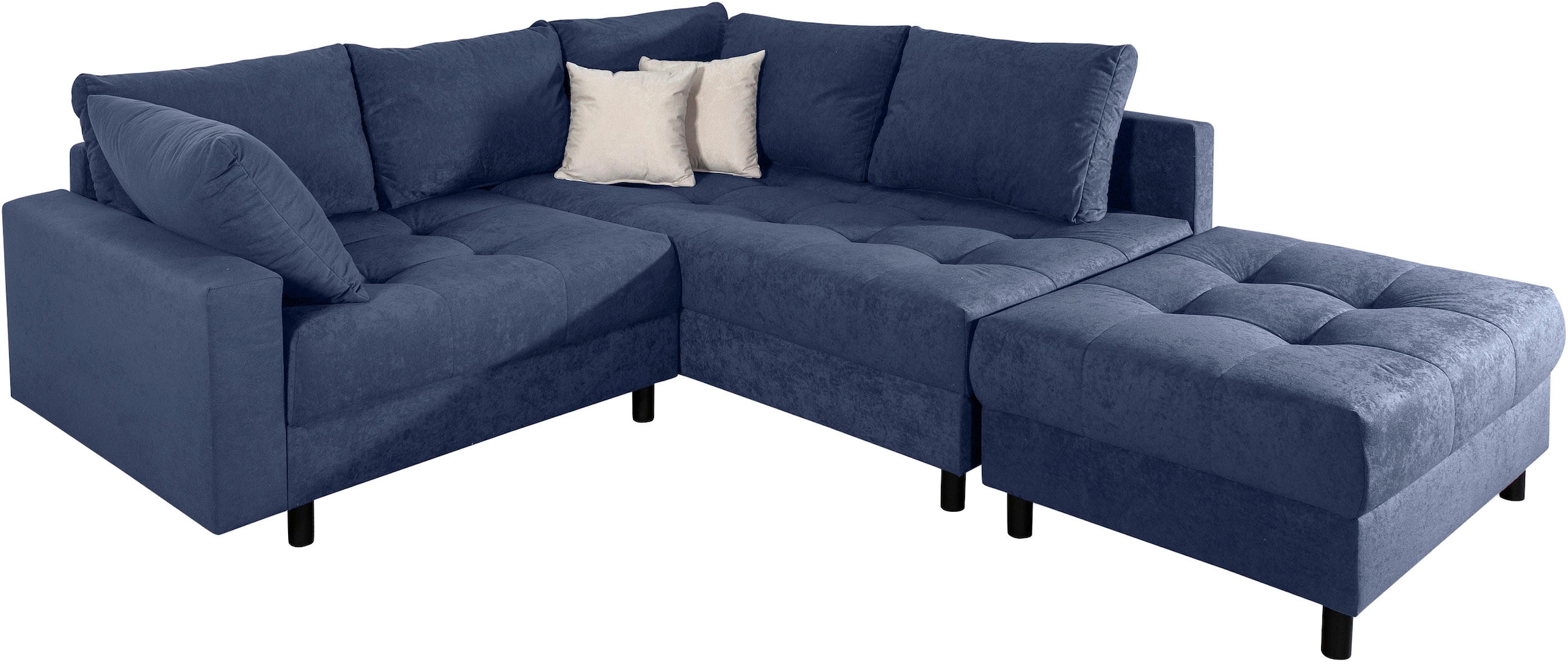 COLLECTION AB Ecksofa »Toni L-Form, B: 215 cm« Set: Sofa & Hocker, 2 Zierkissen, Federkern