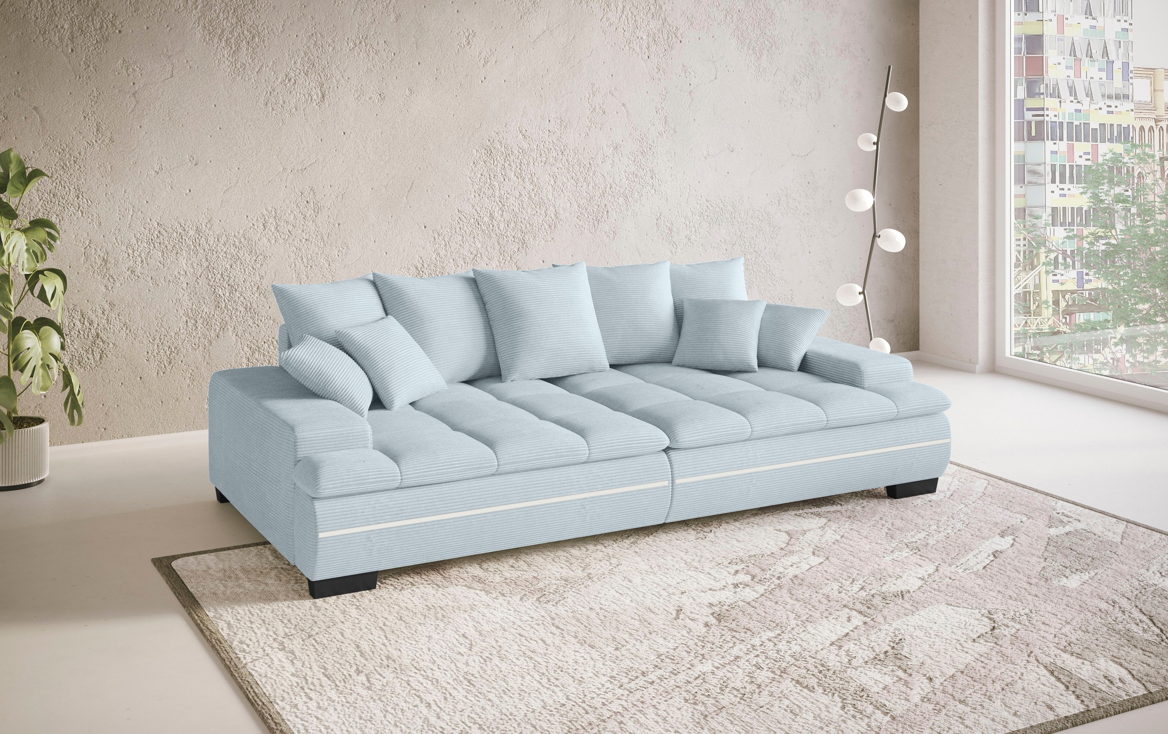 Mr. Couch Big-Sofa »Haiti II RGB-LED«, RGB-LED Beleuchtung, mit Handwerklich gearbeiteter Komfort-Steppung
