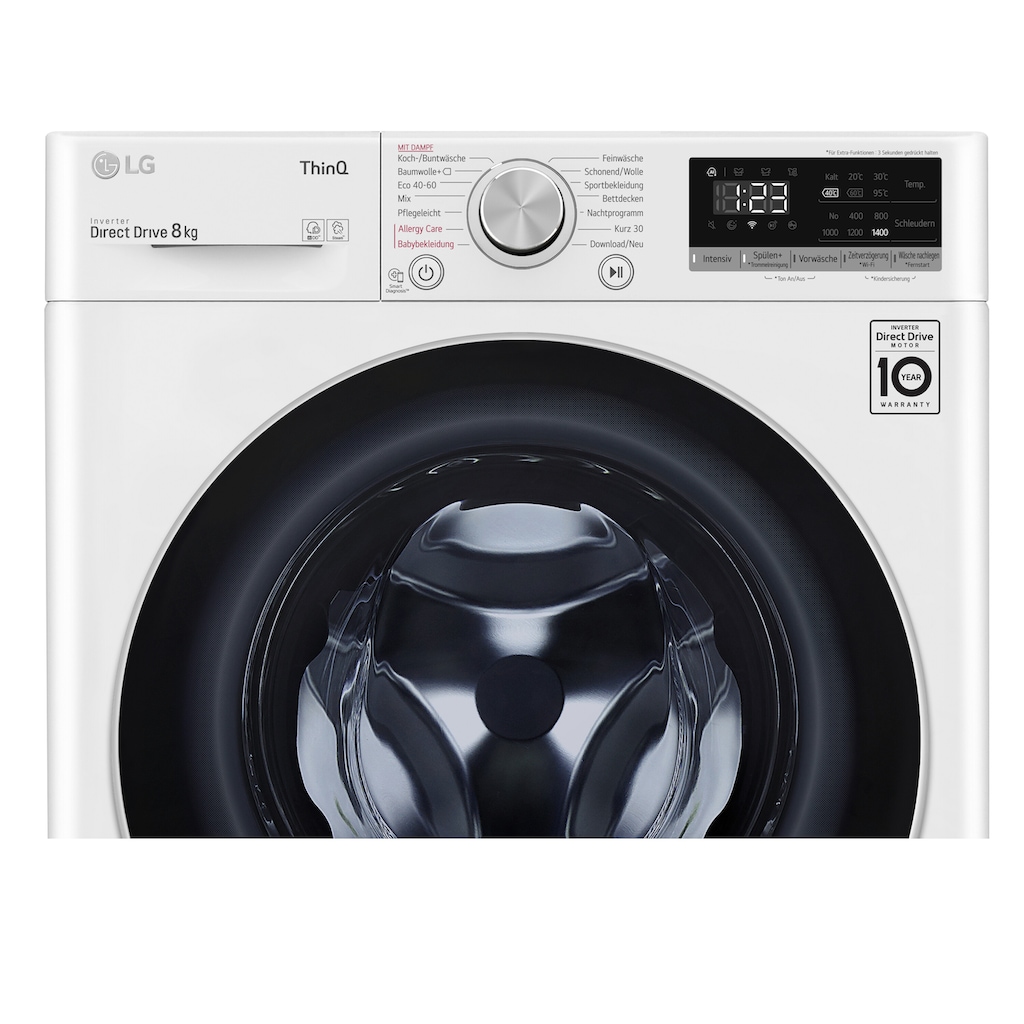 LG Waschmaschine, V4 W800, 8 kg, 1400 U/min