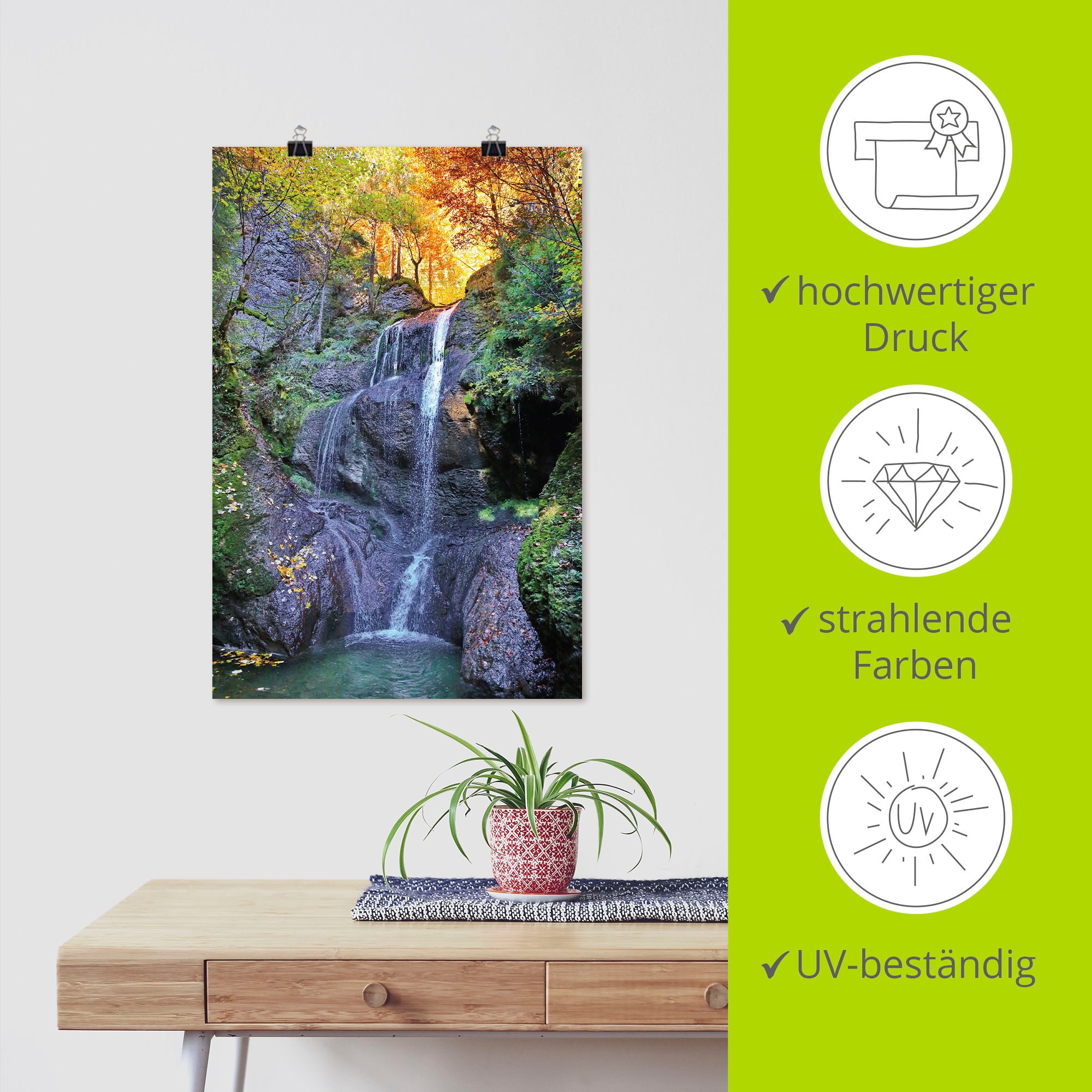 Artland Wandbild »Niedersonthofener Wasserfall im Allgäu«, Wasserfallbilder, (1 St.), als Leinwandbild, Poster in verschied. Größen