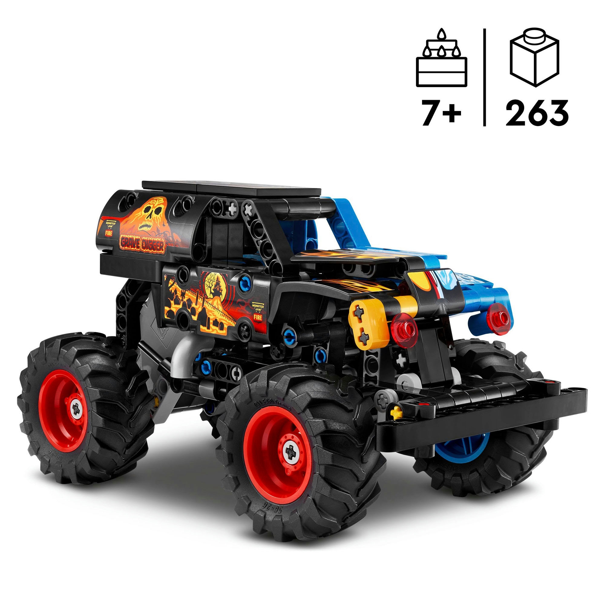 LEGO® Konstruktionsspielsteine »Monster Jam Grave Digger Feuer und Eis (42219), LEGO Technic«