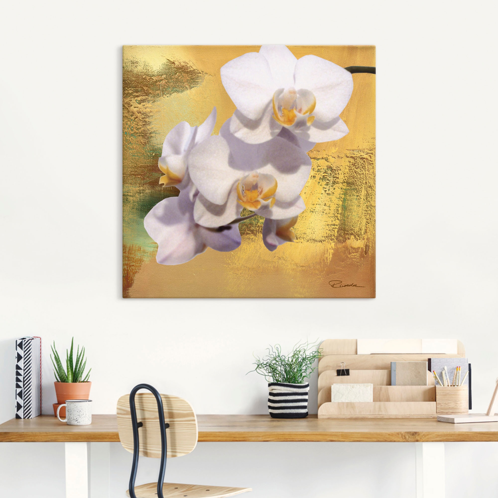 Artland Leinwandbild »Weiße Orchidee II«, Blumen, (1 St.), auf Keilrahmen gespannt