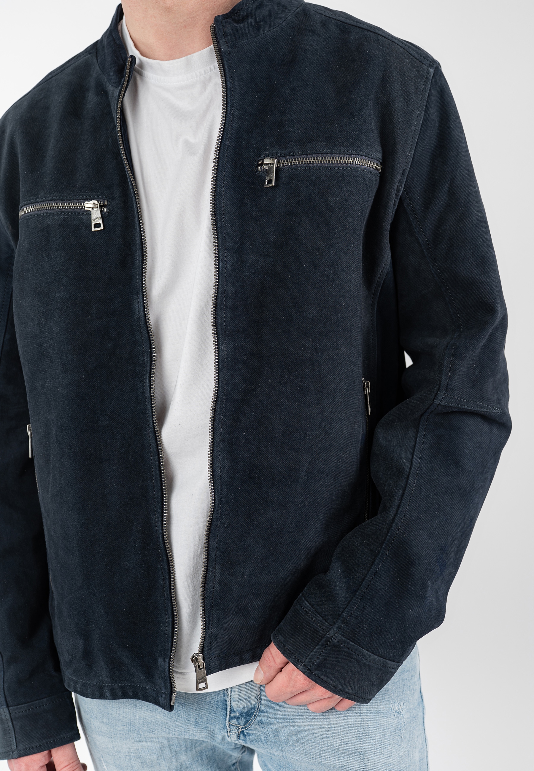 Mauritius Lederjacke »MMBerat« aus Veloursleder in Denim-Struktur