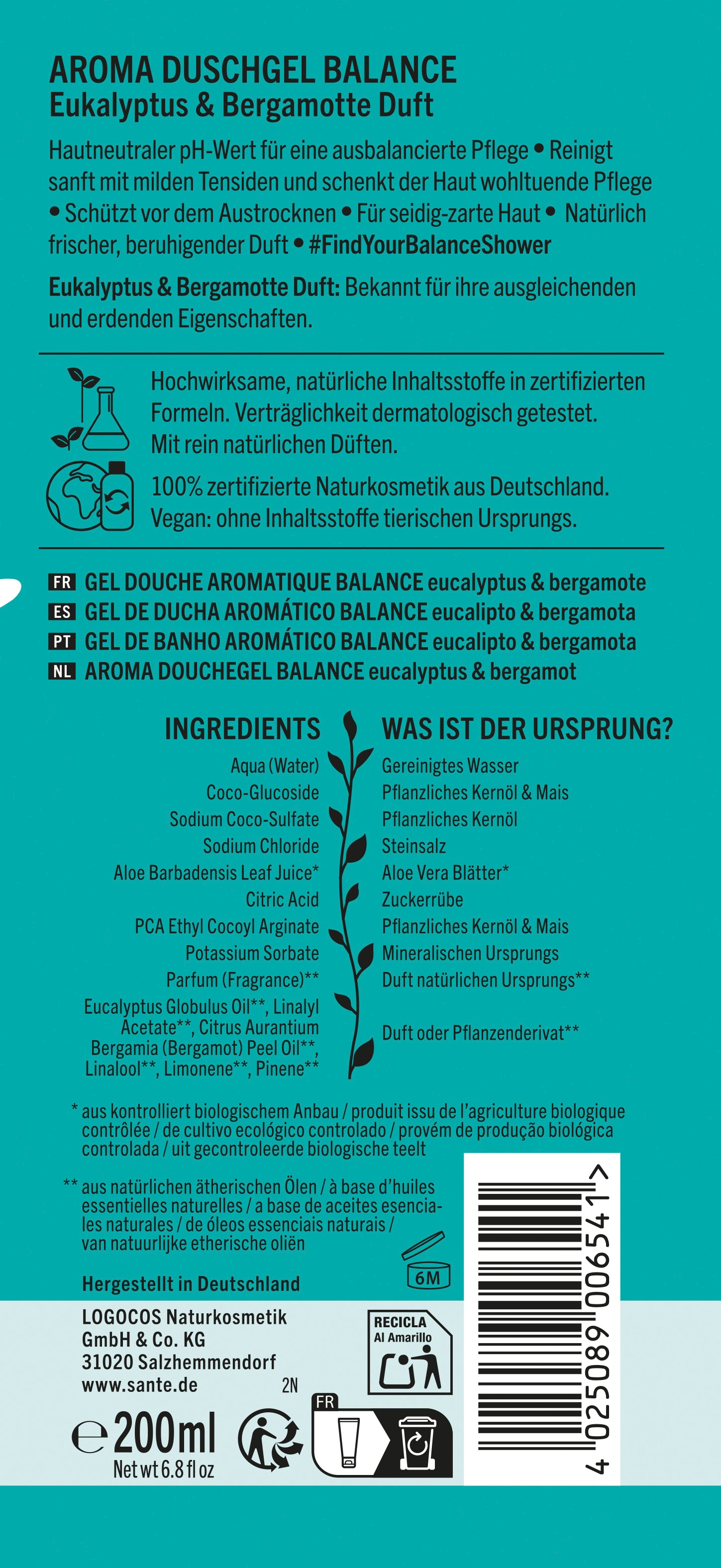 SANTE Duschgel »balance« Ausgleichend und erdend
