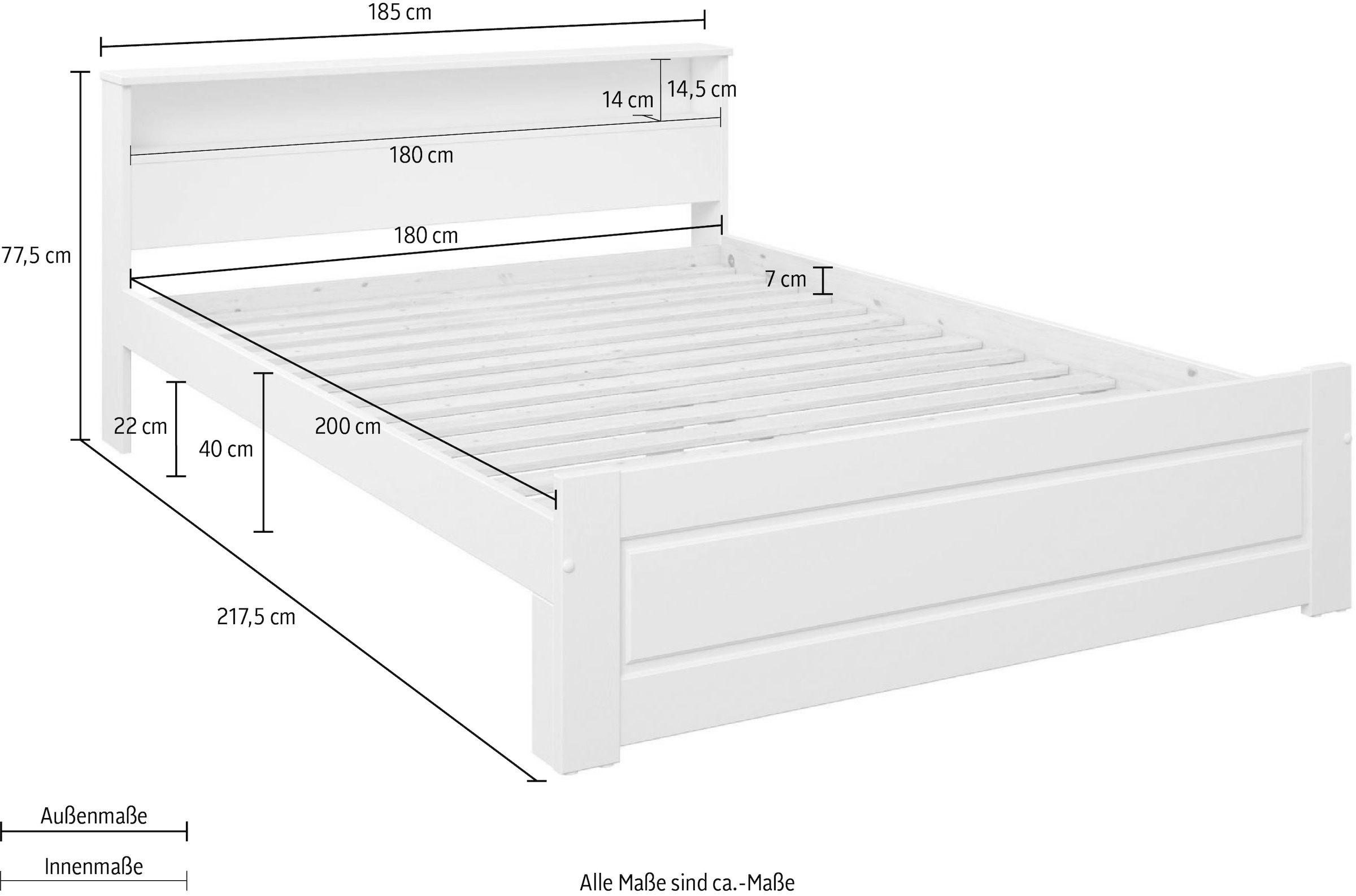 Home affaire Massivholzbett »FLAVION, TOPSELLER! Jugendbett, FSC® zertifizierte massive Kiefer«, (Schublade optional), Qualitätsprodukt, Regal im Kopfteil, Kassettenoptik, Stauraum