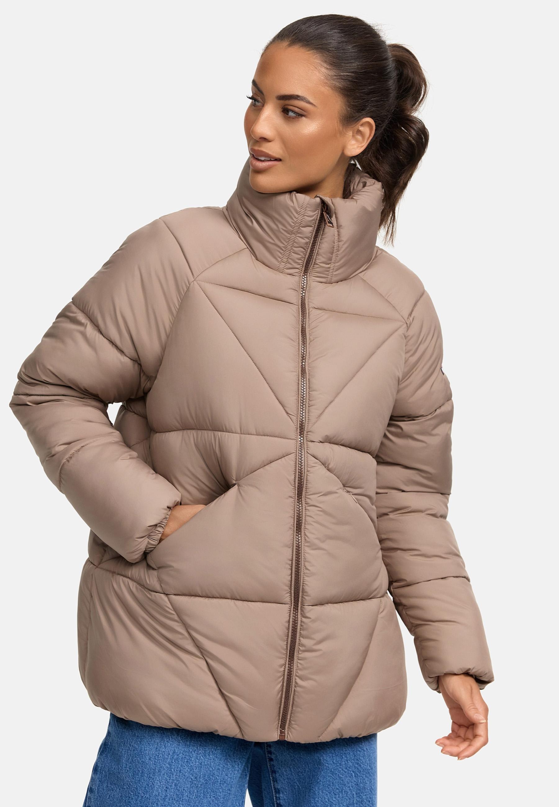 Navahoo Steppjacke »Steppjacke Schokolinaa 14«, ohne Kapuze, Winterjacke mit modischer Steppung & hohem Kragen