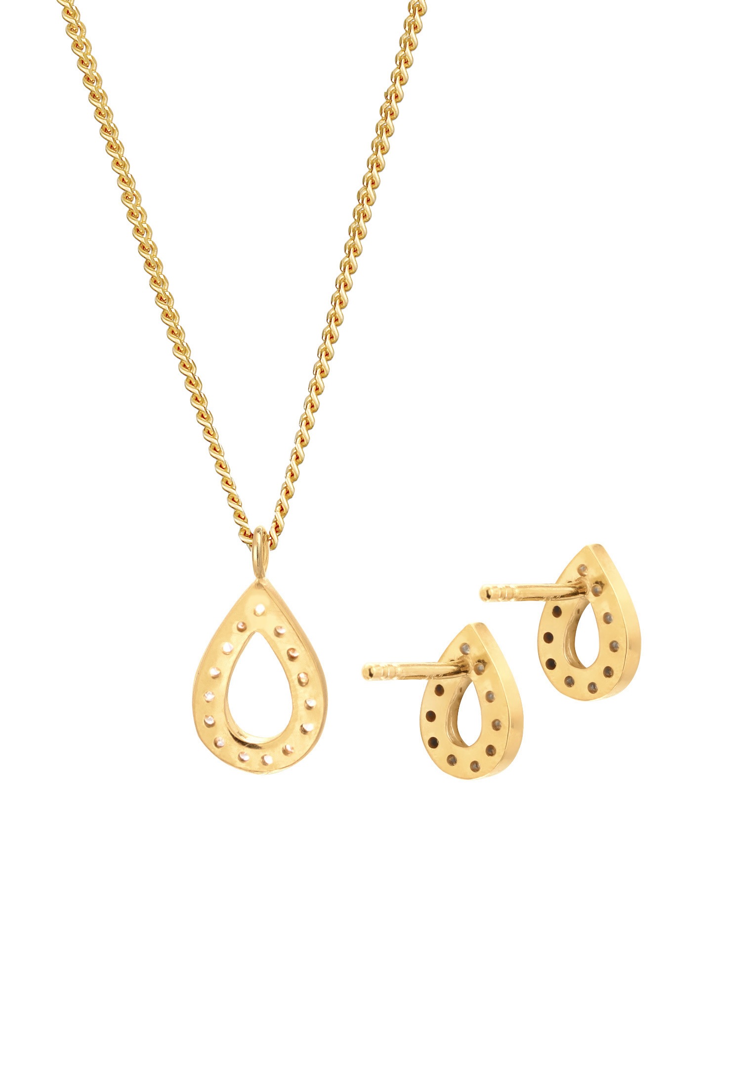 Elli Ohrring und Ketten Set »Schmuckset Tropfen Zirkonia Elegant 925 Silber«