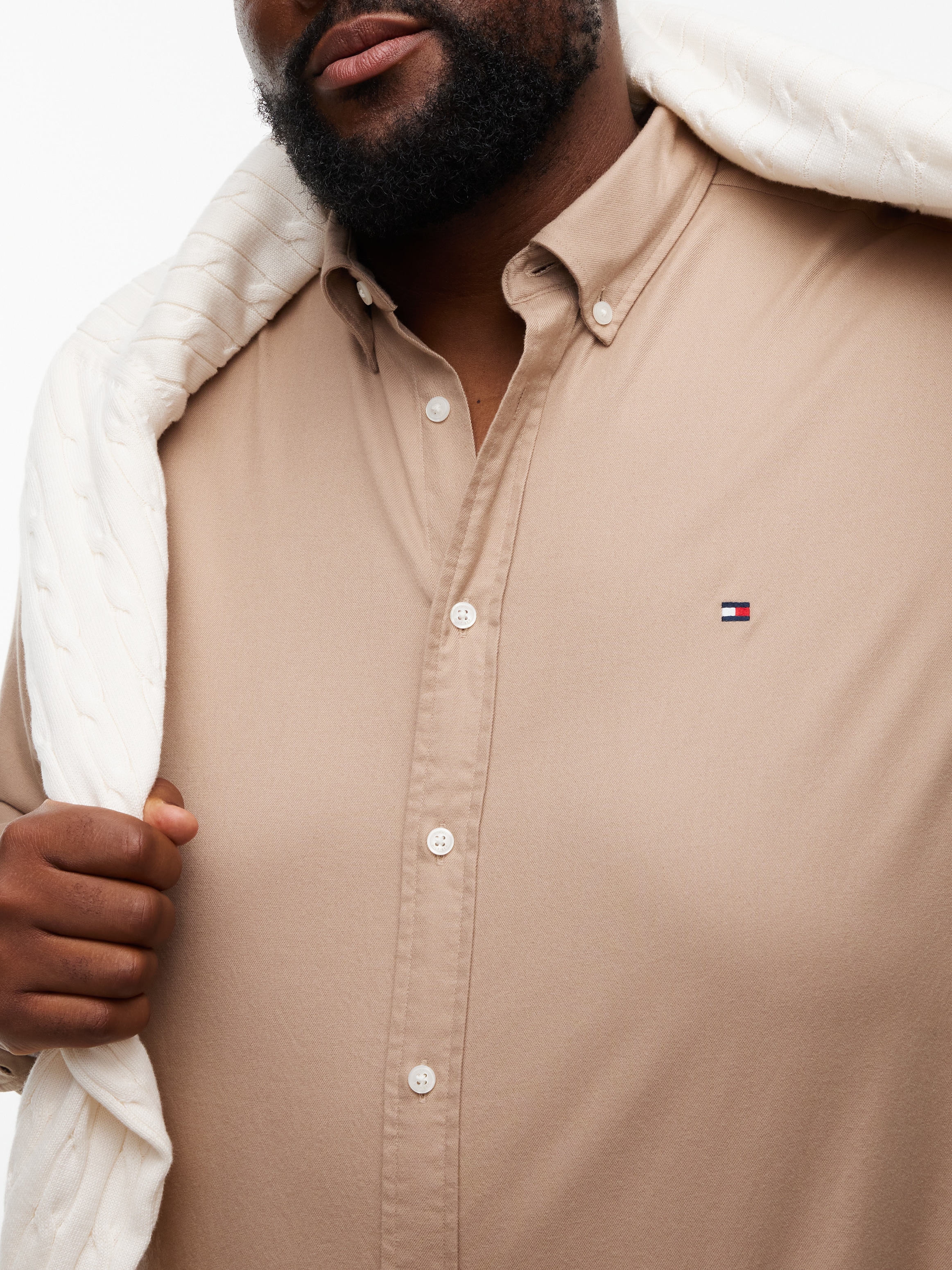 Tommy Hilfiger Big & Tall Flanellhemd »BT-FLEX FLANNEL SOLID REGULAR FIT« Langarmhemd, Große Größen, Button-down-Kragen