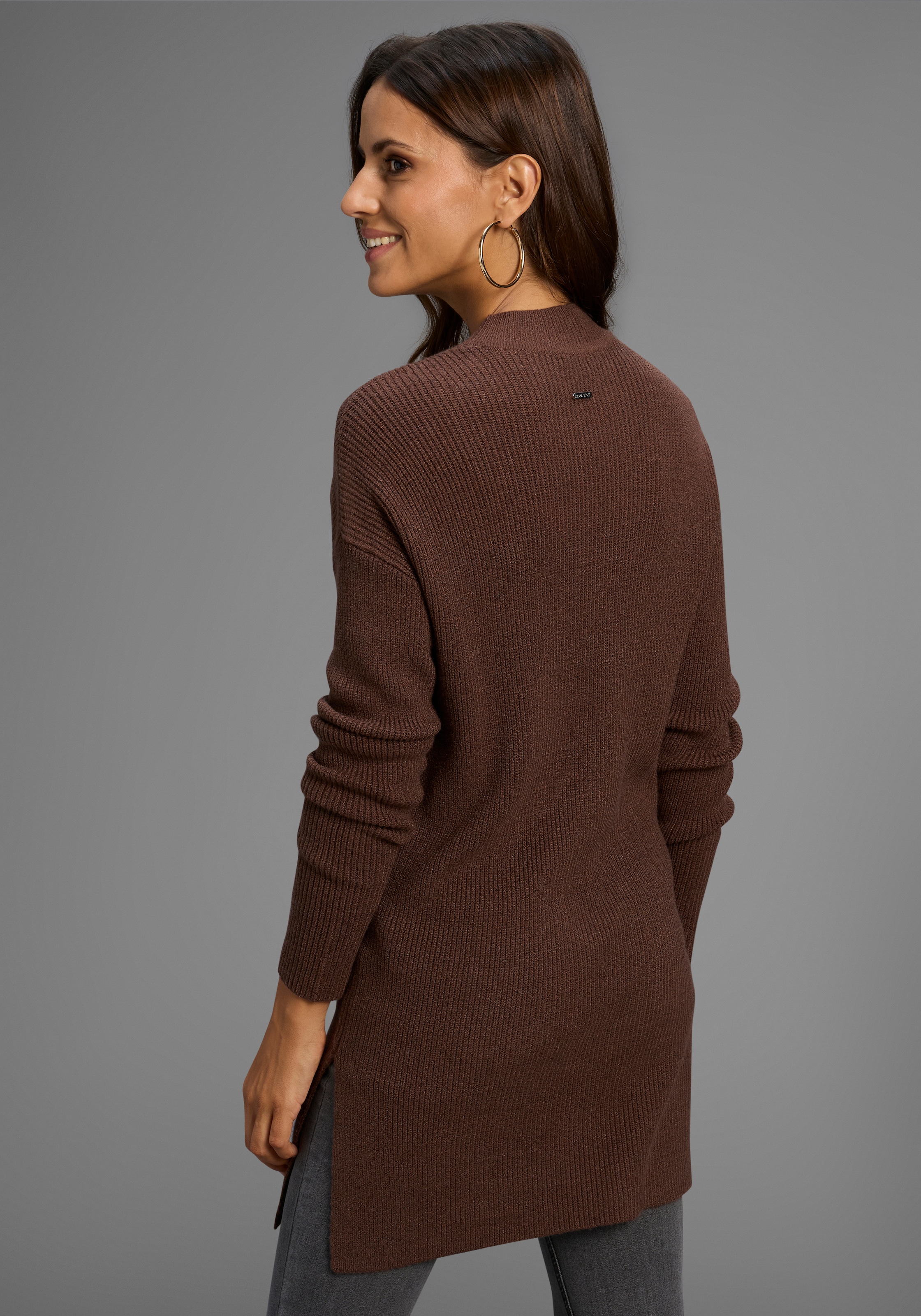 Laura Scott Stehkragenpullover kuscheliger Winterstrick mit seitlichen Schlitzen - NEUE KOLLEKTION