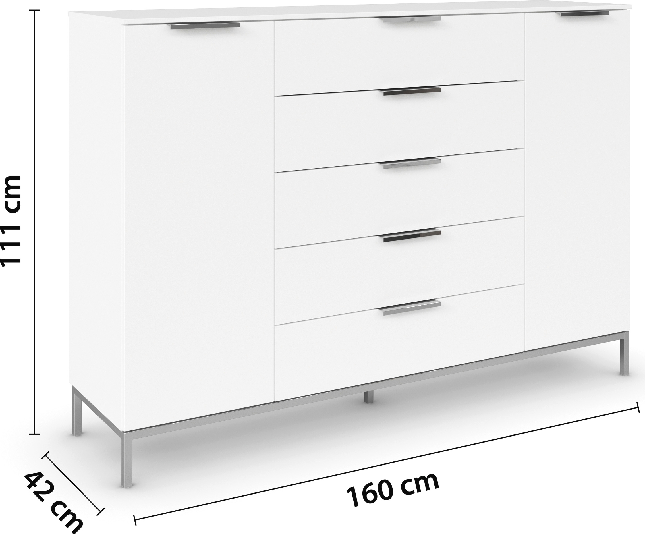rauch Kombikommode »Kommode Türkommode Sideboard Kombikommode FLIPP« Breite 160/180 cm mit 4 Einlegeböden,  2-türig mit  5 Schubladen und Soft-Close-Funktion in zwei Breiten