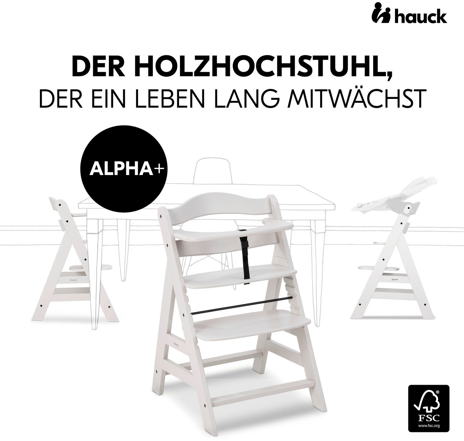 Hauck Hochstuhl »Alpha+, Creme«, FSC® - schützt Wald - weltweit