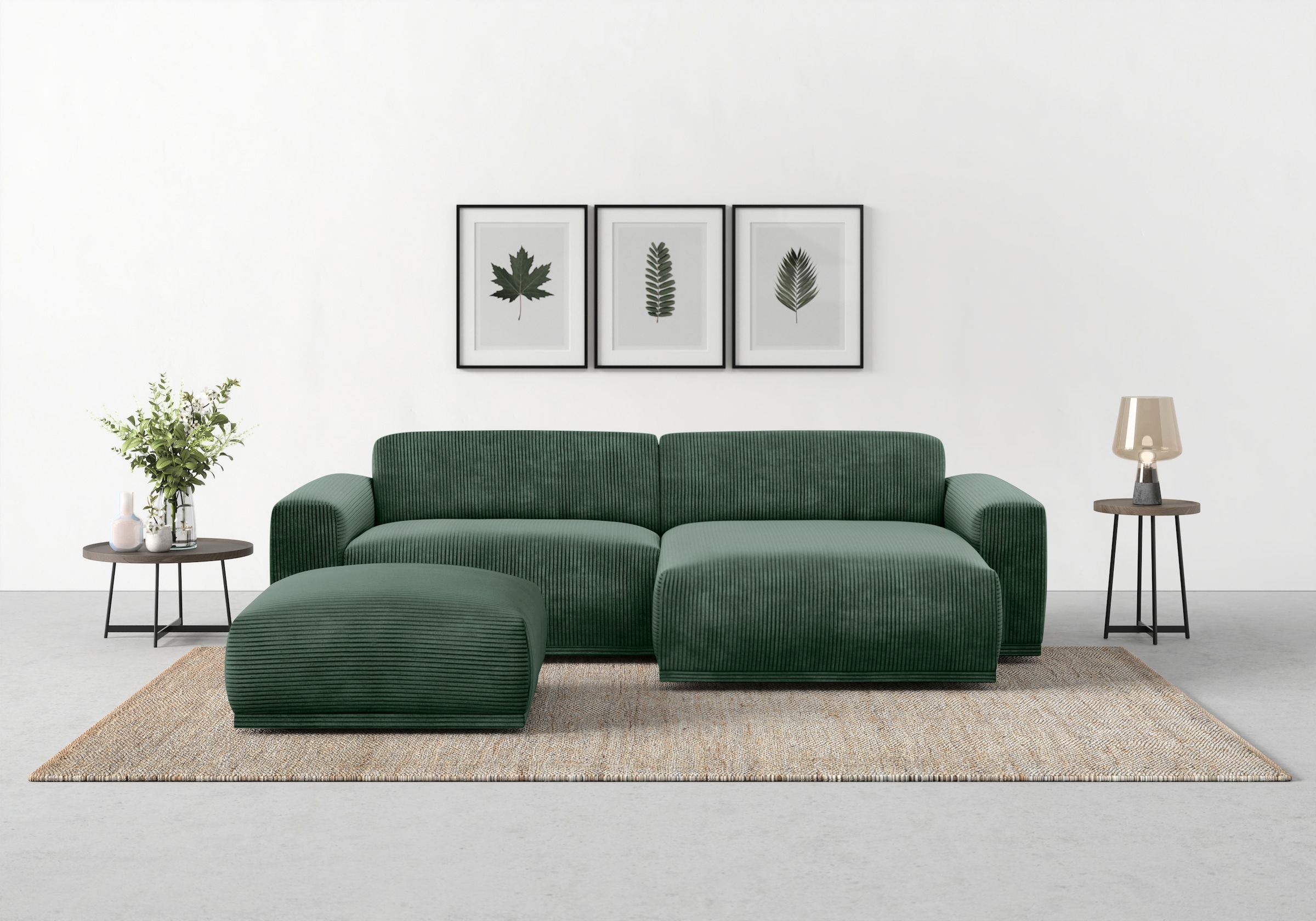 TRENDMANUFAKTUR Ecksofa »Braga, mit hochwertigem Kaltschaum, L-Form, in Cord erhältlich«, (2 St.), modernes Sofa, Couch mit hohem Sitzkomfort, 255/72/160 cm (B/H/T)