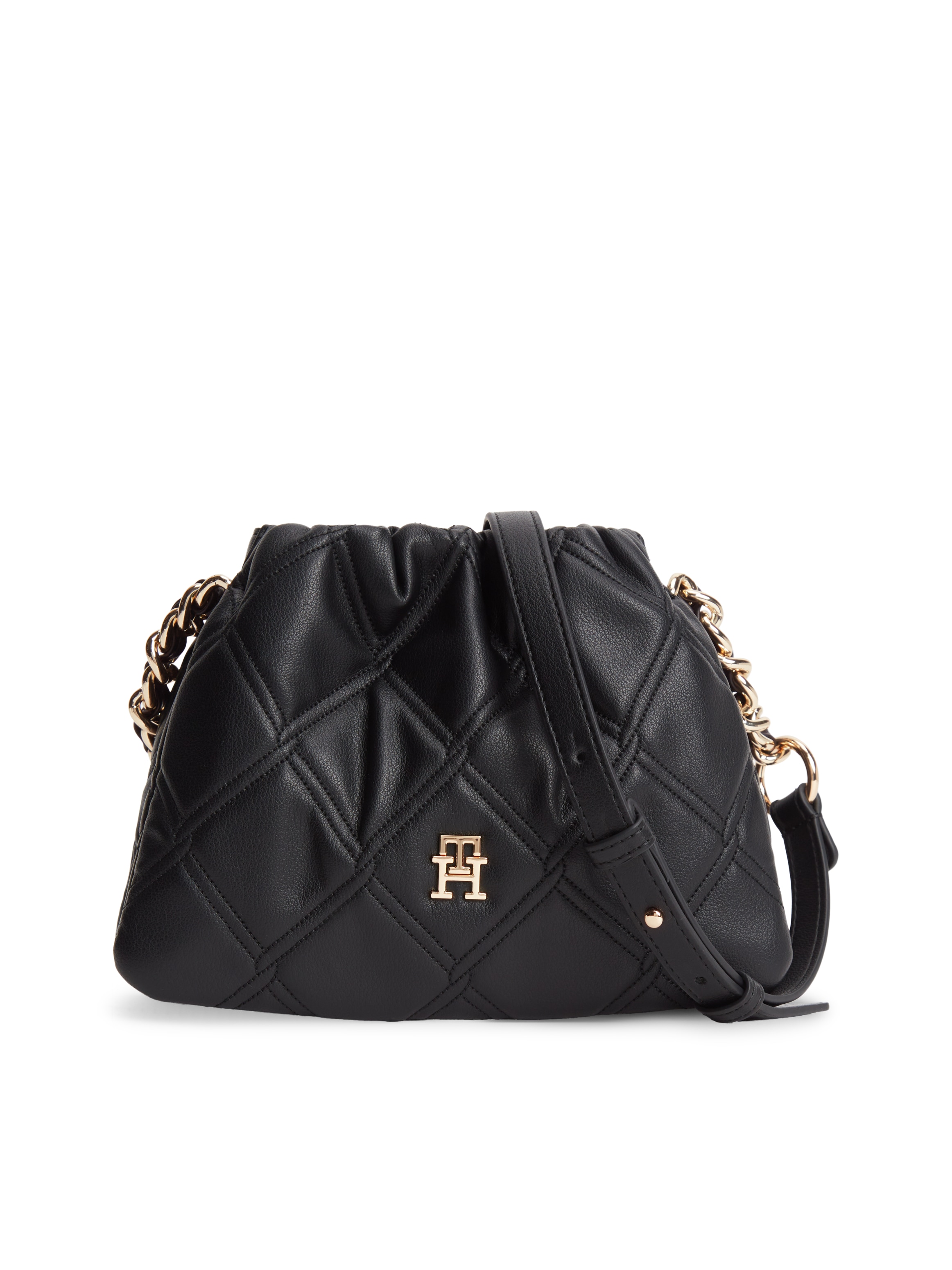 Tommy Hilfiger Umhängetasche »TH FEMININE MINI CROSSOVER« Damen Schultertasche, Handtasche mit goldfarbener Zierkette