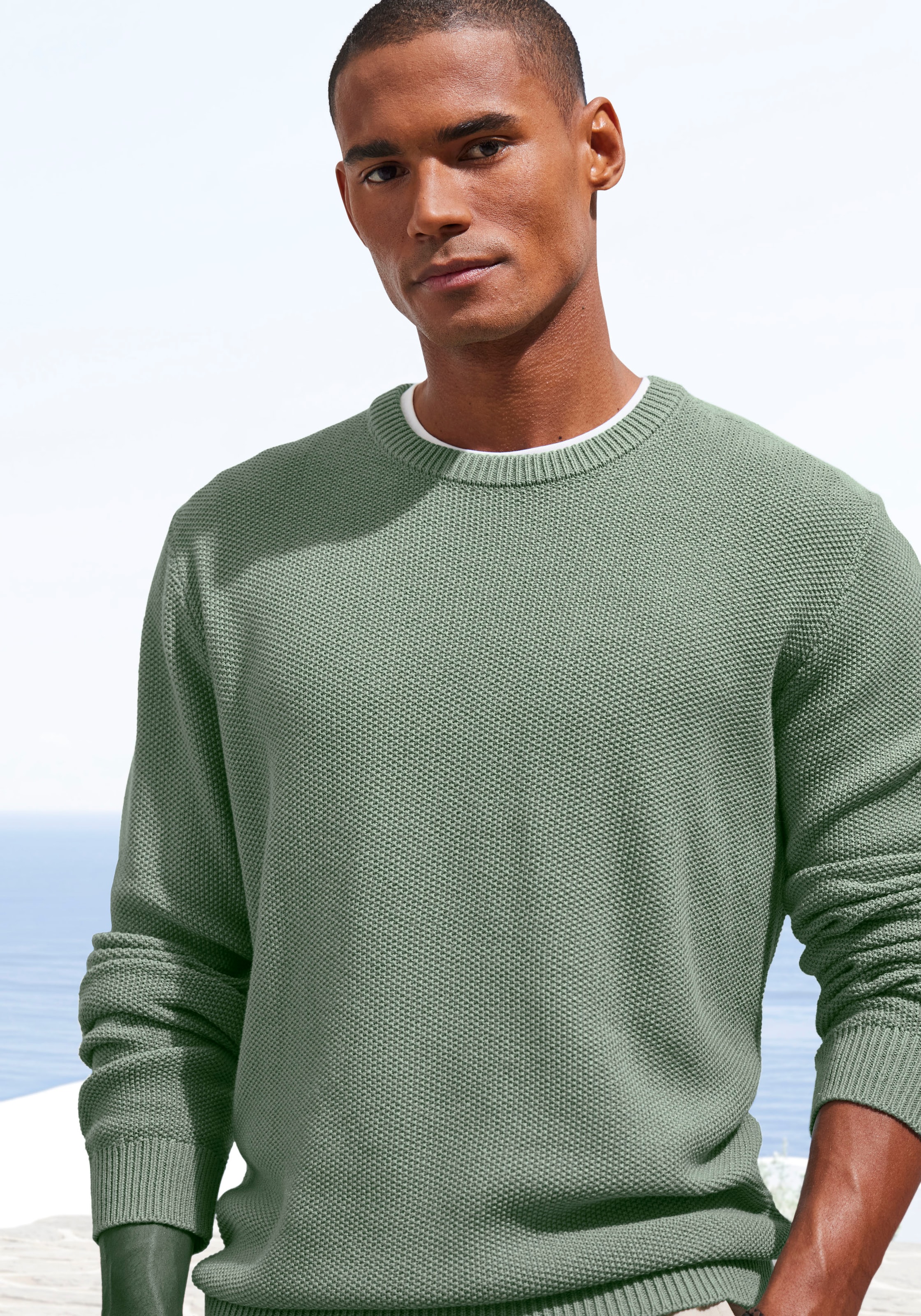 John Devin Strickpullover, Pullover in modischer Strickstruktur