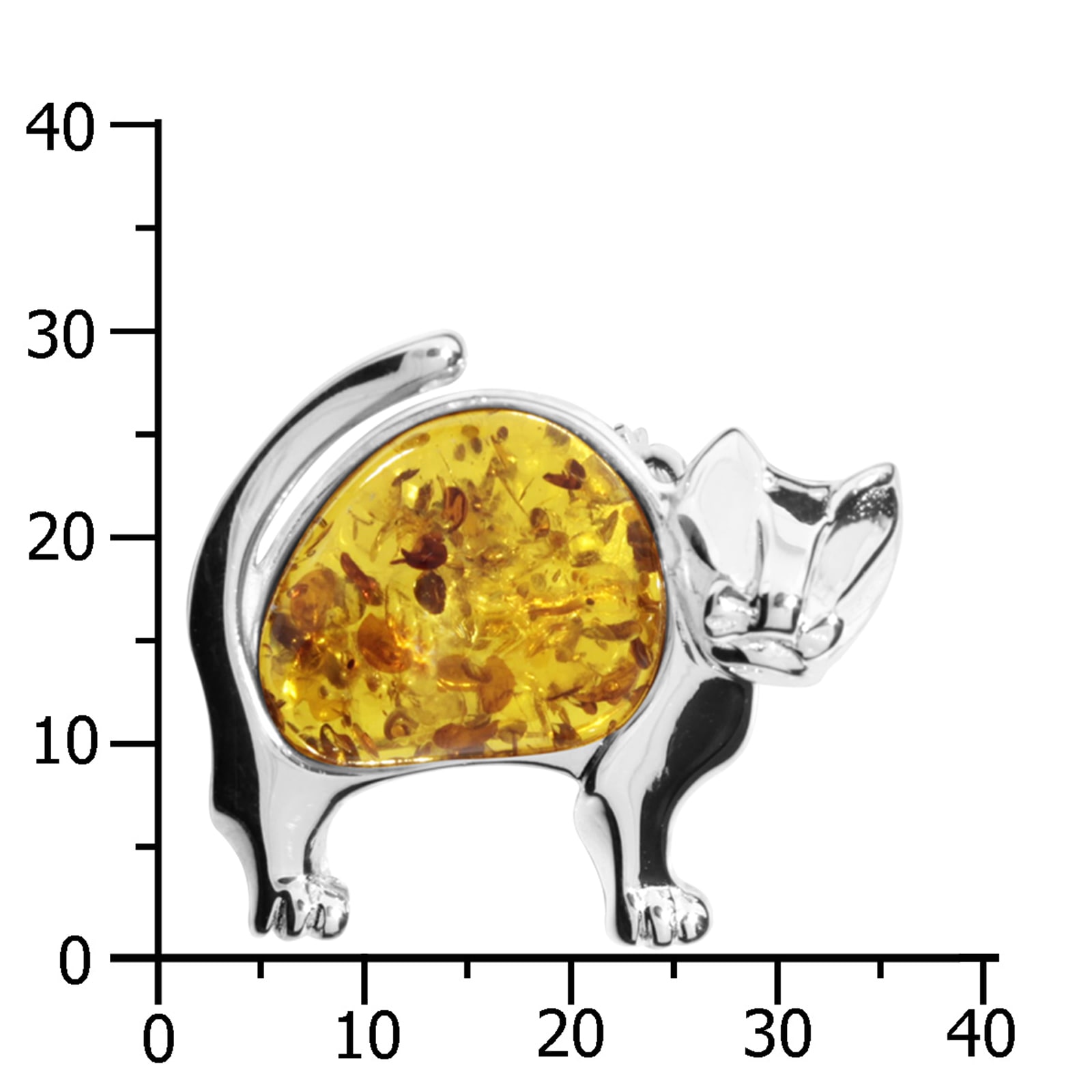 OSTSEE-SCHMUCK Brosche »- Katze - Silber 925/000 - Bernstein«