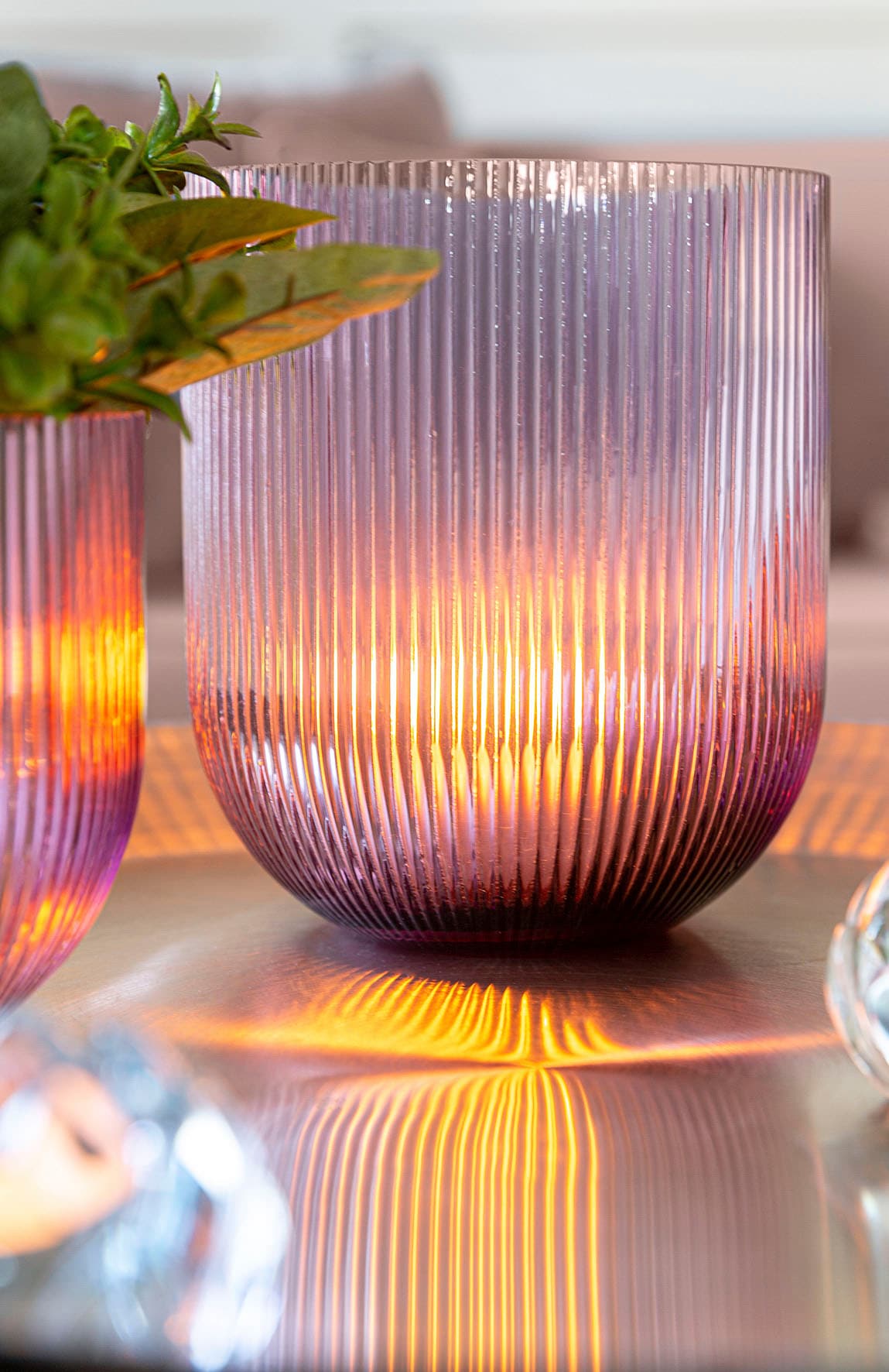 Fink Windlicht »SOLARI«, (1 St.), Kerzenhalter aus Glas, in Rillenoptik,  Höhe 19 cm bestellen bei OTTO