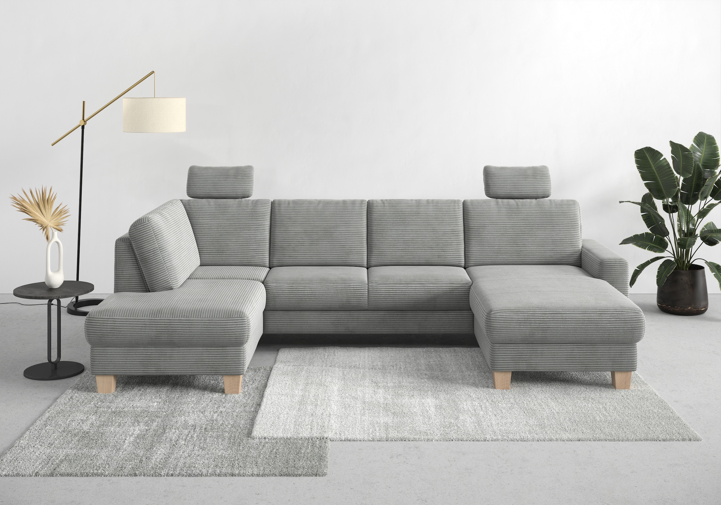 Home affaire Wohnlandschaft »Summer U-Form«, mit oder ohne Bettfunktion und Bettkasten, Cord-Bezug