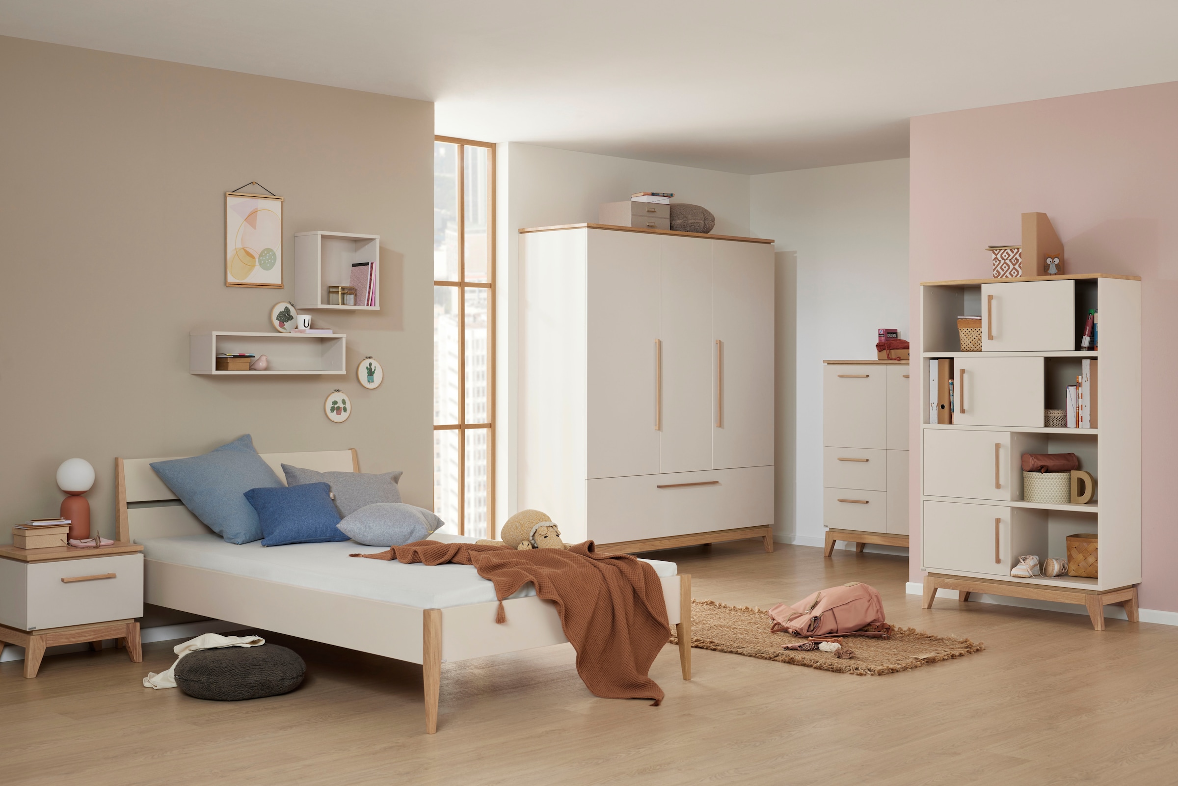 PAIDI Kinderbett »STIENE in verschiedenen Größen und Farben« 90/120/140x200cm - Beige, Grau, Eiche massiv,  Jugendbett mit Massivholz, pflegeleicht, langlebig, Jugendliege