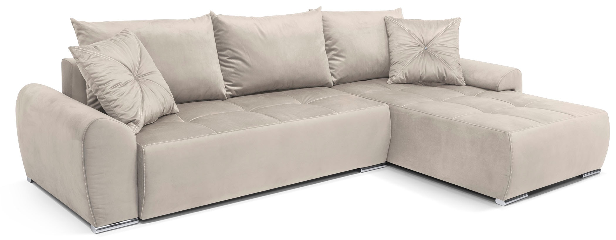 COLLECTION AB Ecksofa »Bilbao L-Form«, inkl. Bettfunktion und Bettkasten, Zierkissen mit Strassstein