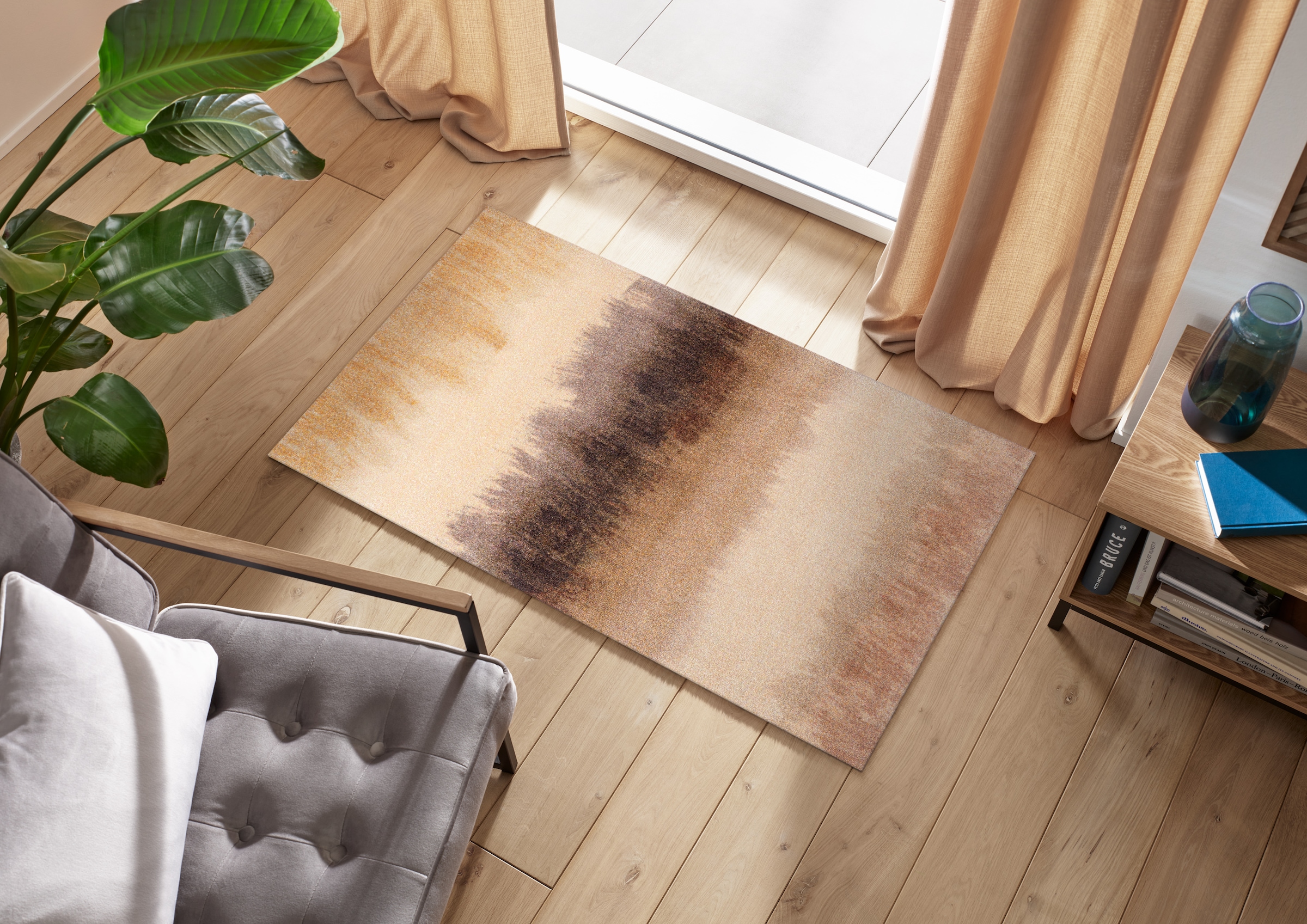 wash+dry by Kleen-Tex Teppich »Bronze Bands« rechteckig 9 mm Höhe