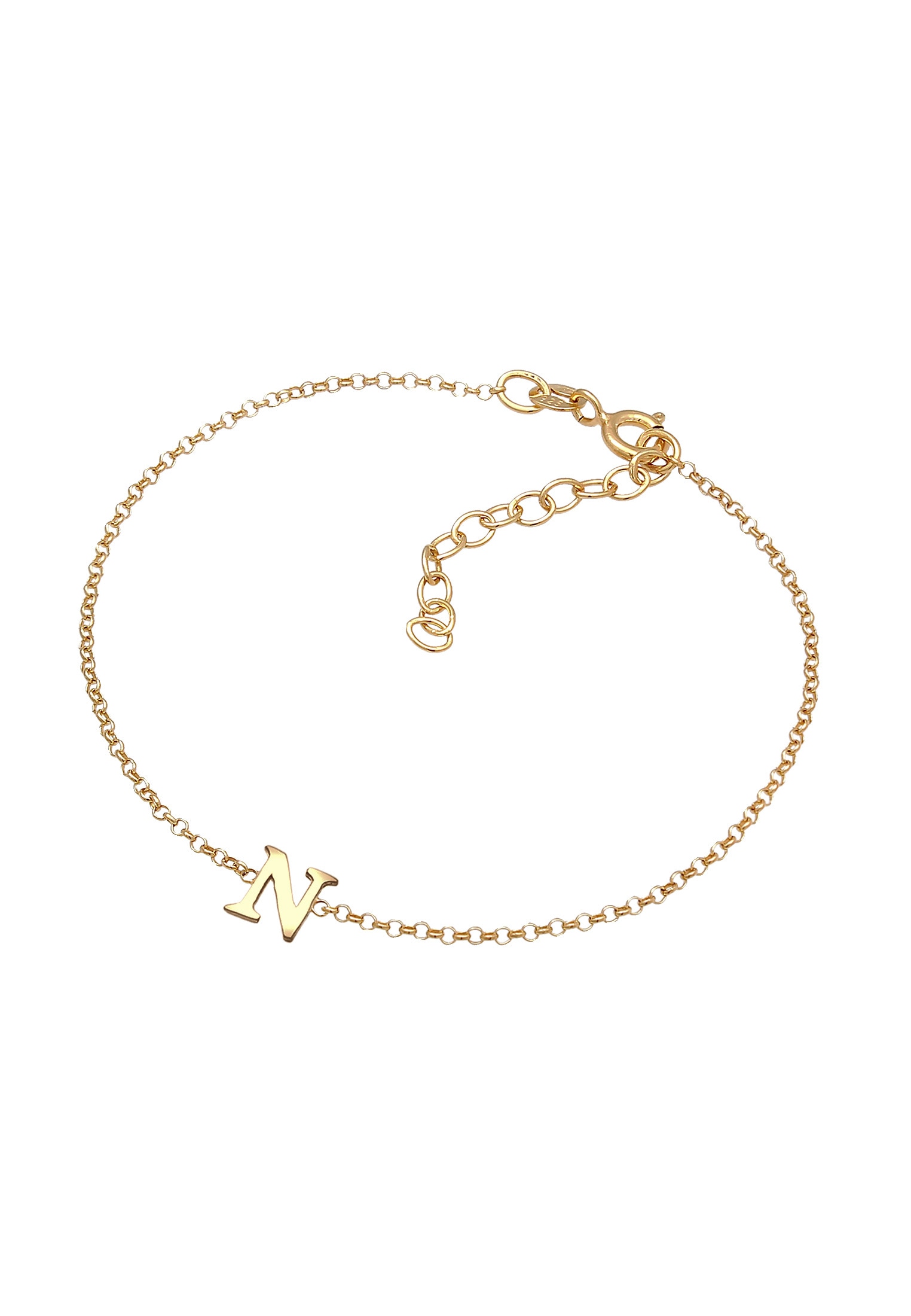 Elli Armkette »Armband Buchstaben Initialen Anhänger N 925 Silber«