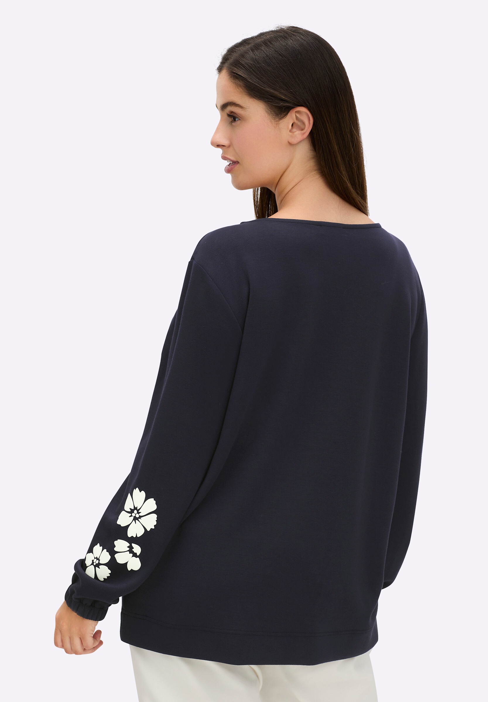 Sheego Sweatshirt »Sweatshirt Sweatshirt mit gummierten Blüten«
