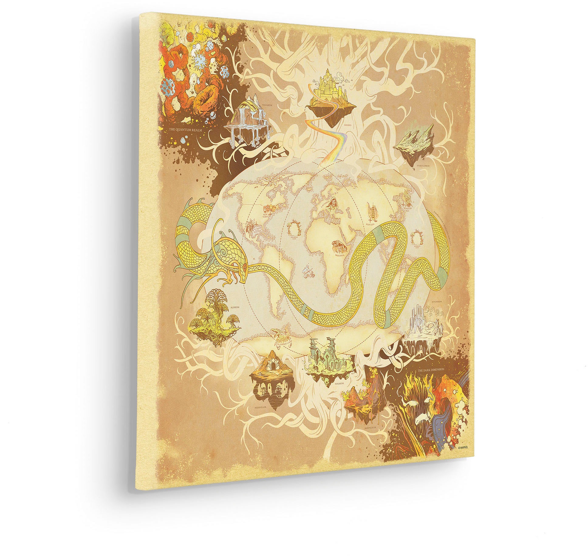 Komar Leinwandbild »Marvel World Map - Größe 40 x 40 cm«, Disney, (1 St., 40 x 40 cm (Breite x Höhe), Keilrahmenbild mit Echtholzrahmen, Kinderzimmer