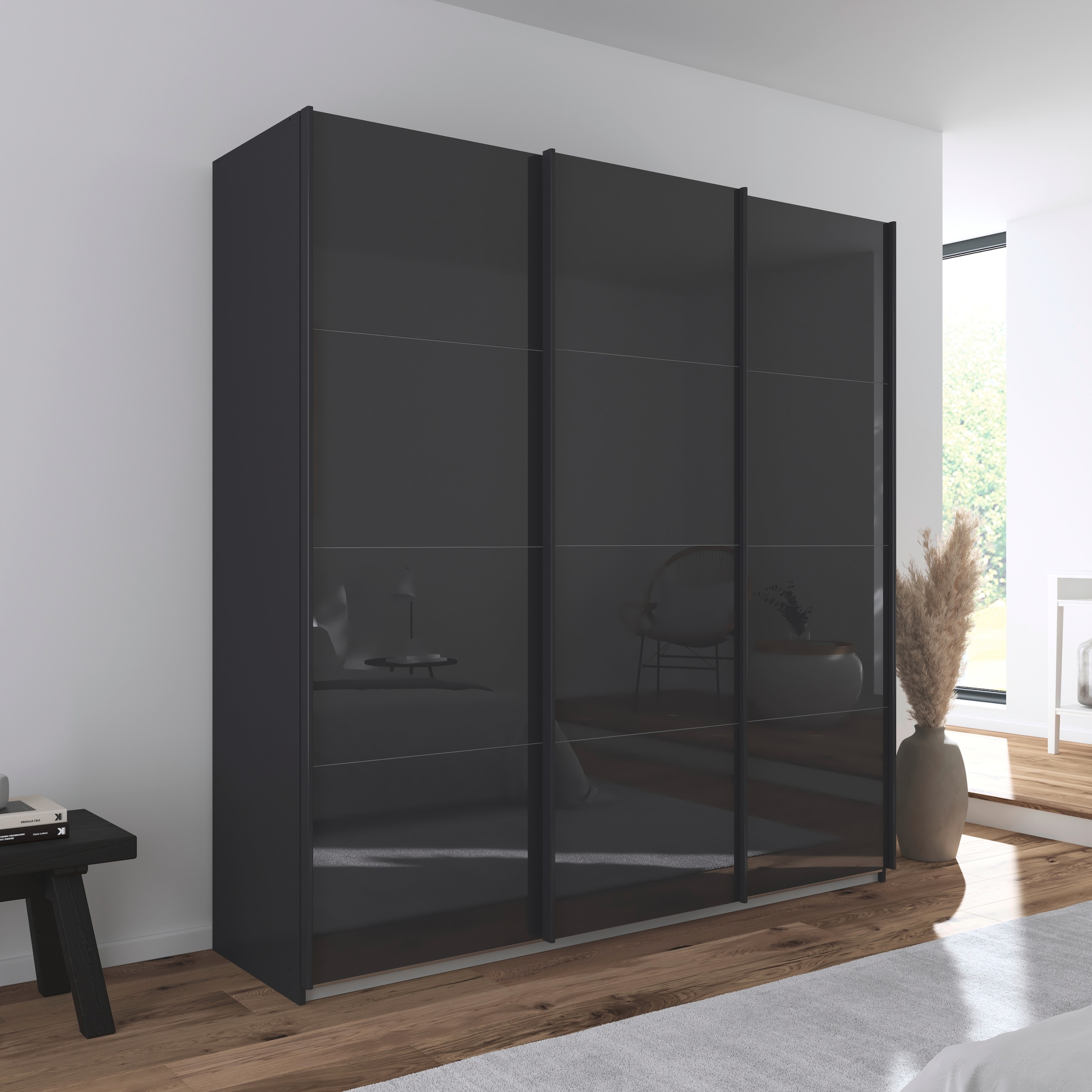 rauch Schwebetürenschrank »Kleiderschrank Schrank Garderobe AGORDO mit Glasfront«, durchdachte Innenausstattung, in 4 Breiten und 2 Höhen MADE IN GERMANY