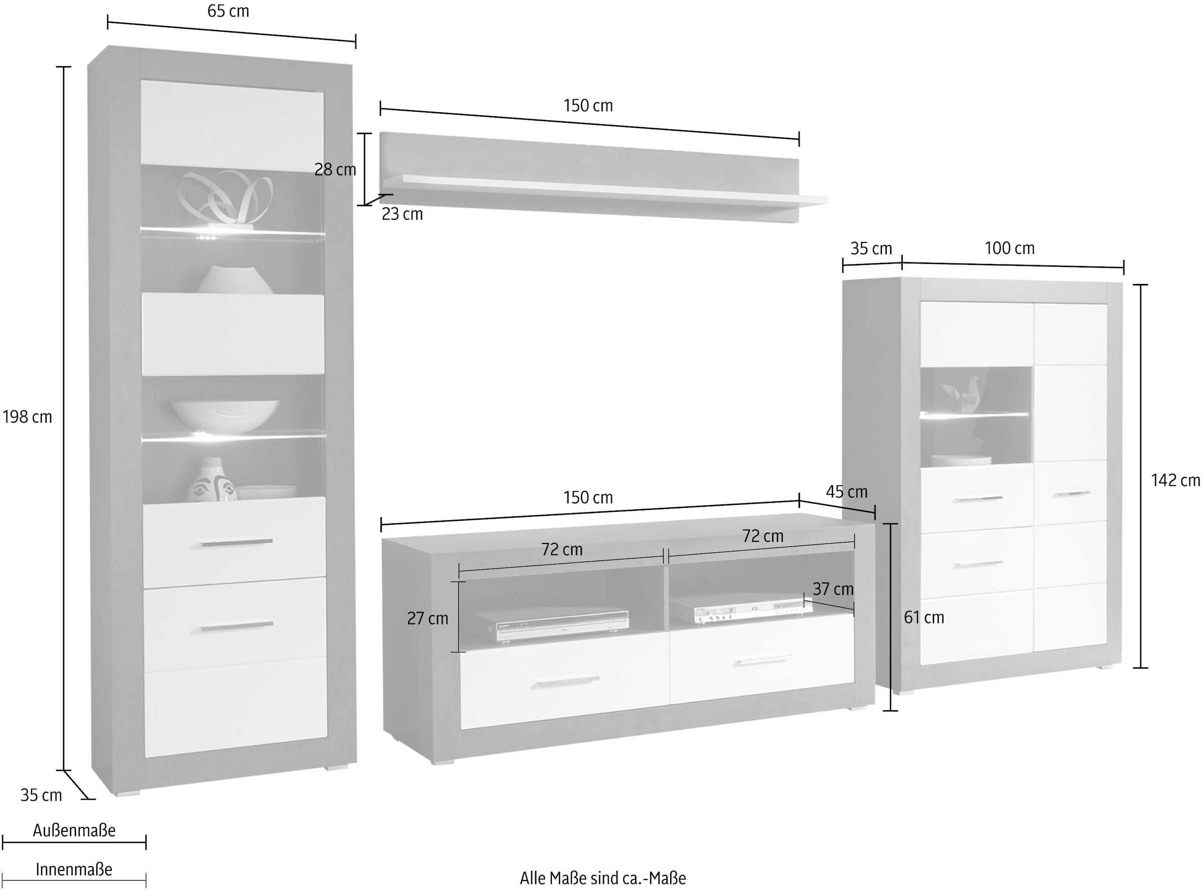 Home affaire Wohnwand »Etero« Set, 4 Stk. tlg.