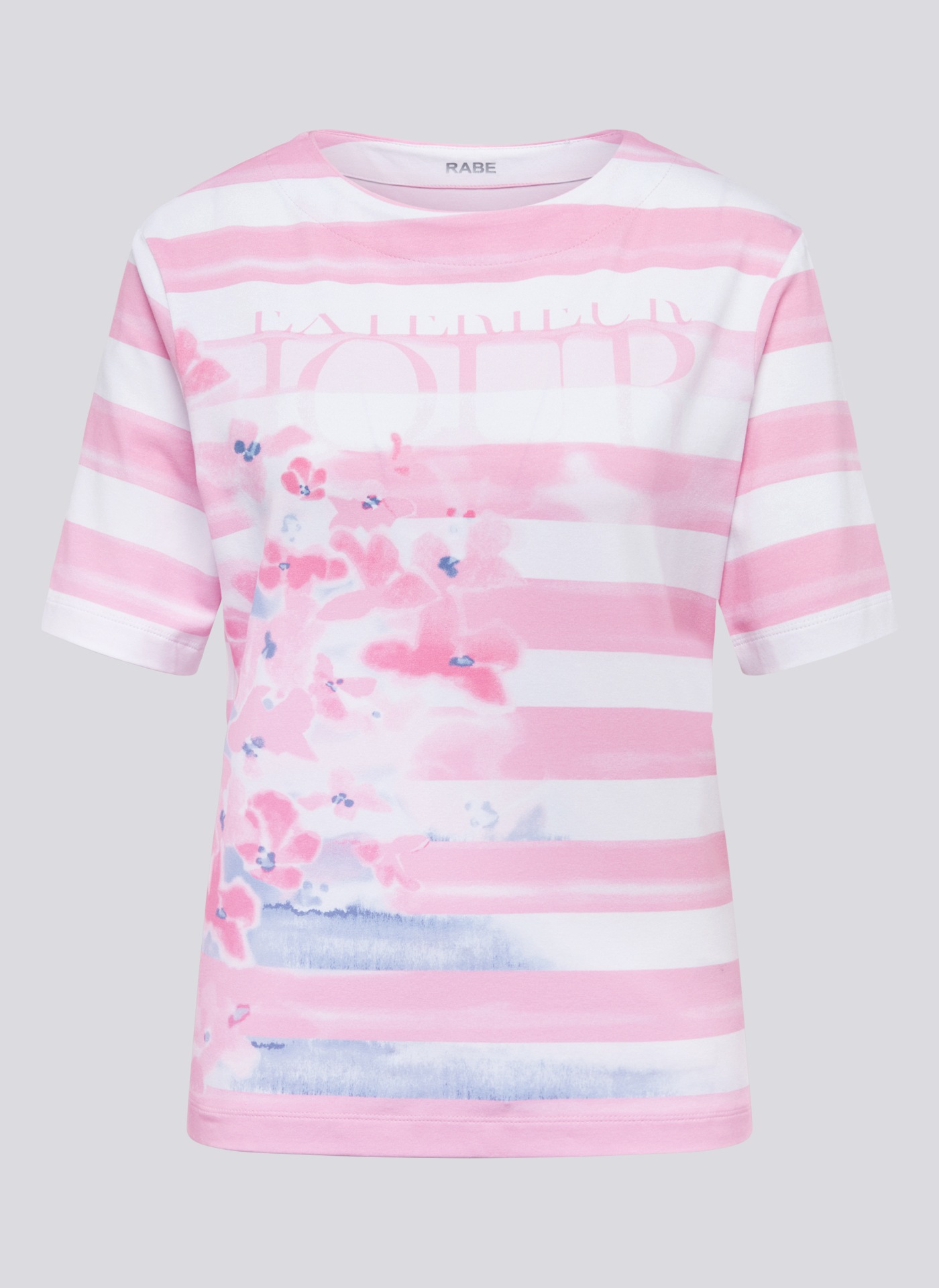 Rabe Rundhalsshirt, mit Streifen und floralem Muster