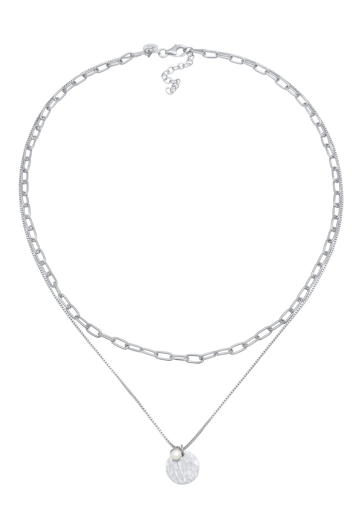 Elli Premium Silberkette »Halskette Layer Plättchen Layer Figaro 2-lagig 925 Silber«