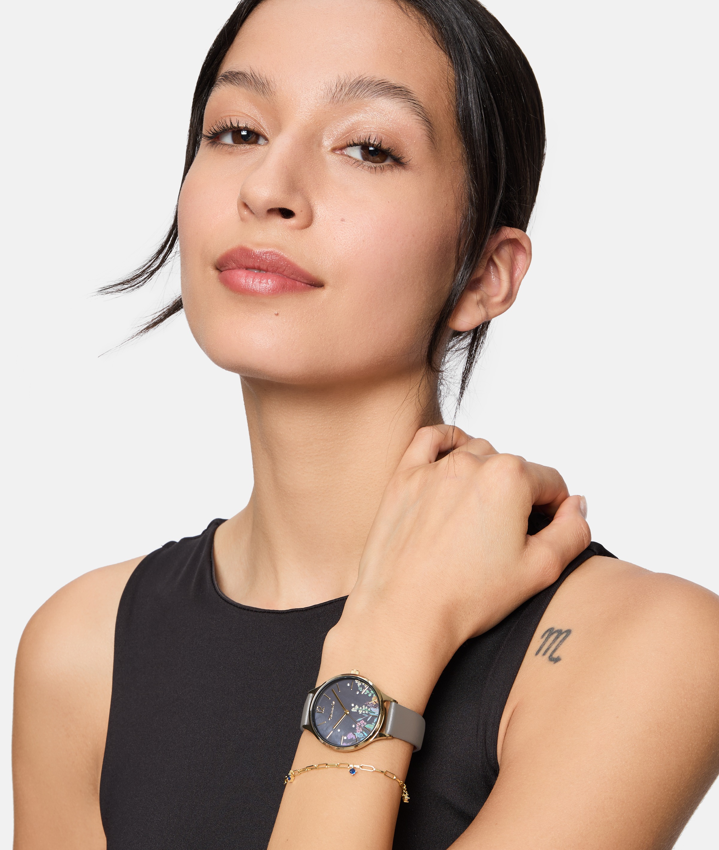 Tamaris Quarzuhr »Romantic Flowers« Armbanduhr, Damenuhr, Lederarmband, analog, Zirkonia (synth.)