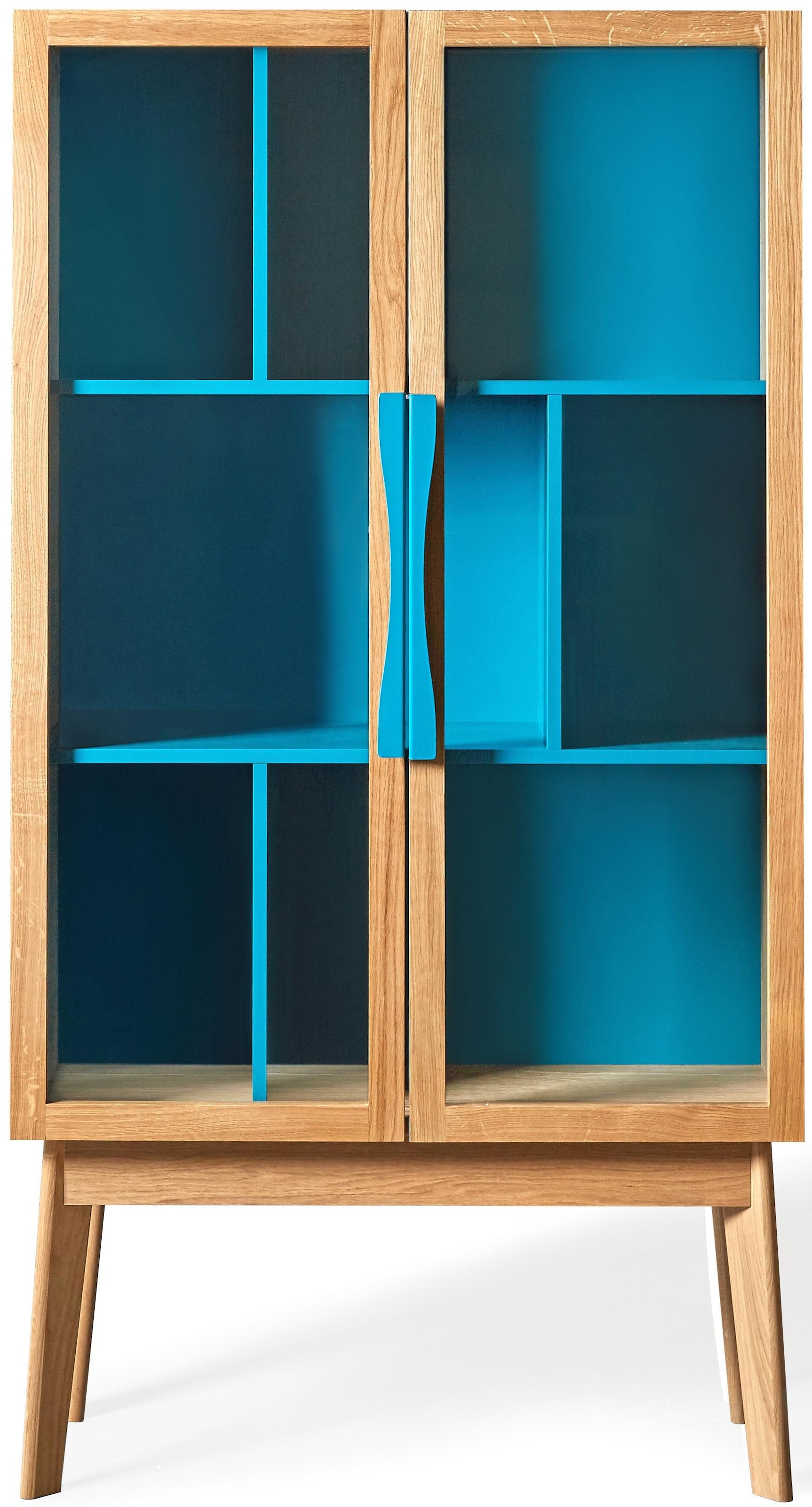 Woodman Bücherregal »Hilla«, Breite 88 Eiche OTTO im Online Shop aus mit Holzfurnier Türen kaufen cm, Glaseinsätzen