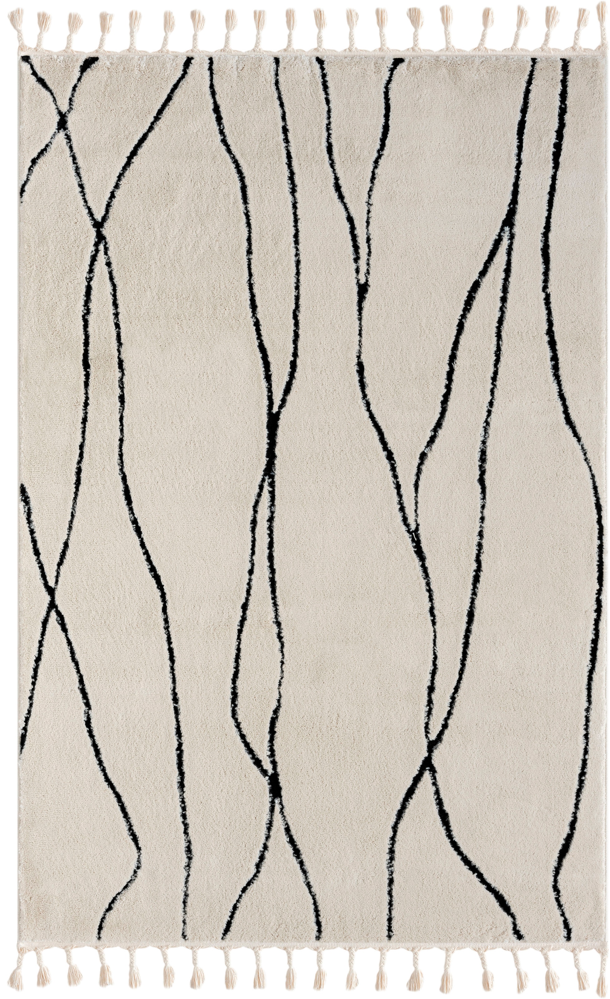 Myflair Möbel & Accessoires Hochflor-Teppich »Moroccan Handwrite«, rechteckig, 24 mm Höhe, modern, marokkanisches Design, flauschig weich, mit Fransen