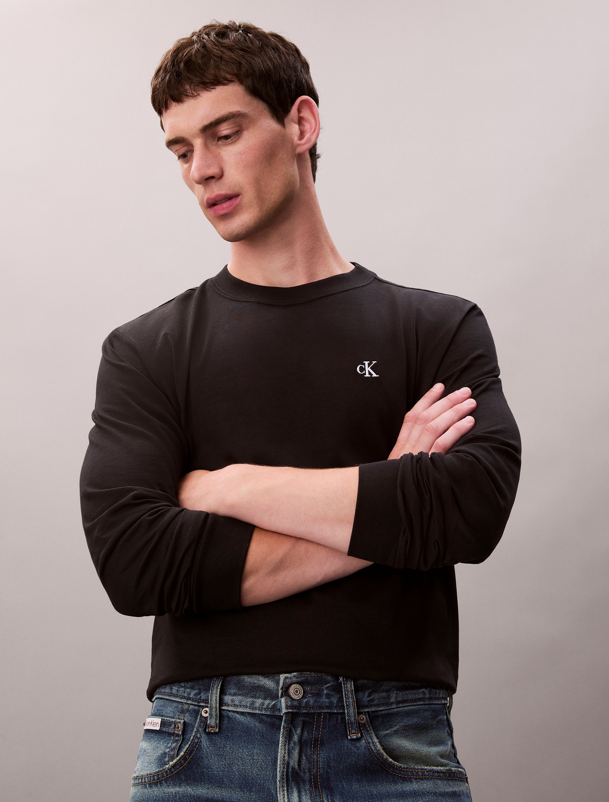 Calvin Klein Jeans Langarmshirt »LS EASY MONOGRAM TEE« Mit Rundhalsausschnitt, regular fit