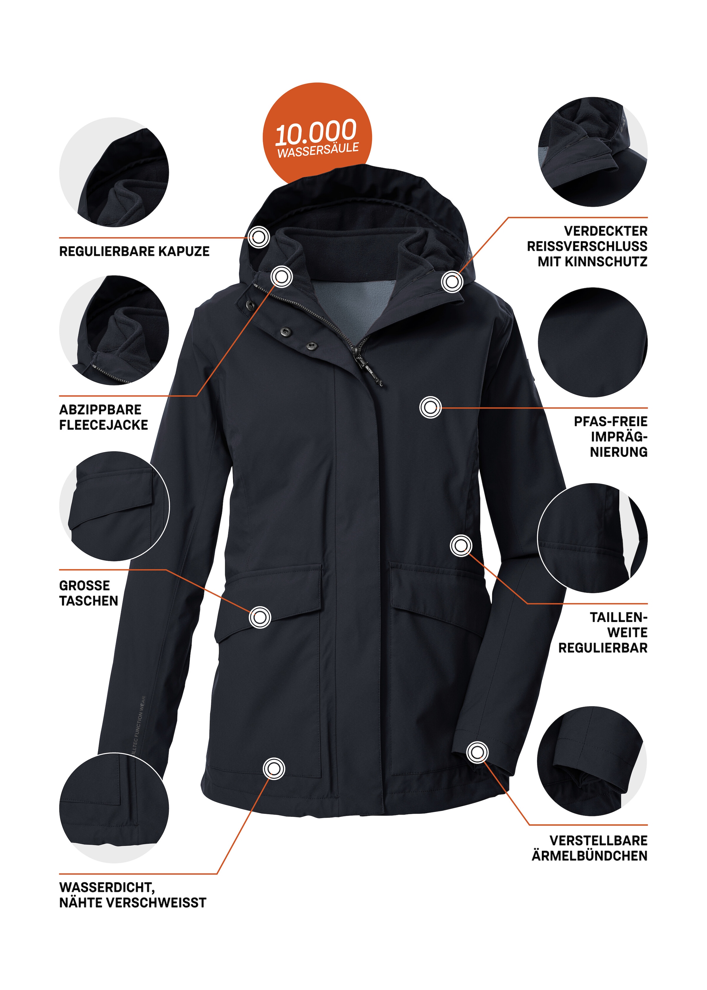 Killtec 3-in-1-Funktionsjacke »KOW 189 WMN JCKT« 3 in 1 Damenjacke: wasserdicht, atmungsaktiv, Fleece einzippen