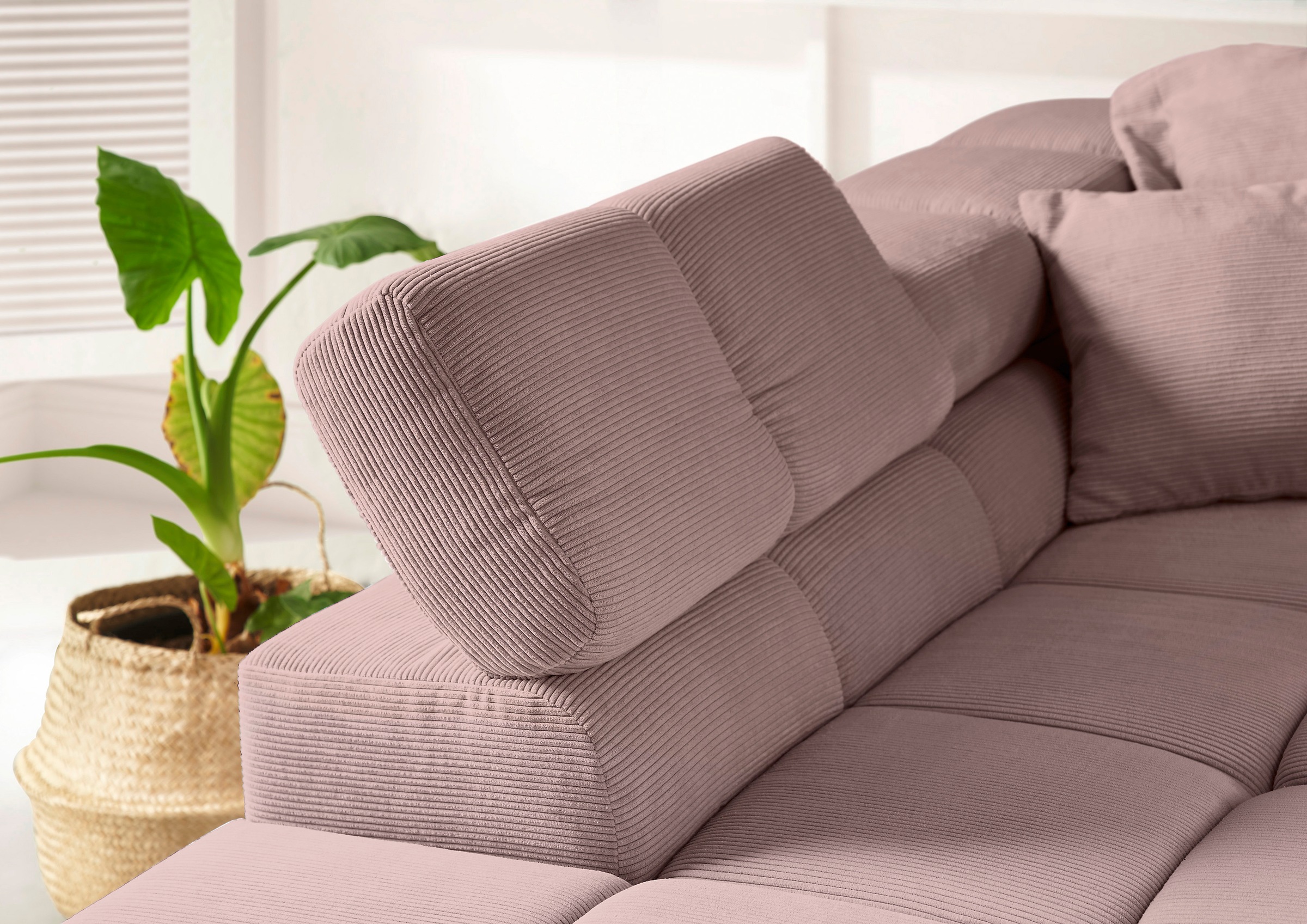 INOSIGN Ecksofa »Ancona incl. Kopfteilverstellung, Breite 319cm, L-Form«, wahlweise motorische Sitztiefenverstellung, auch in Cord + Easy Care